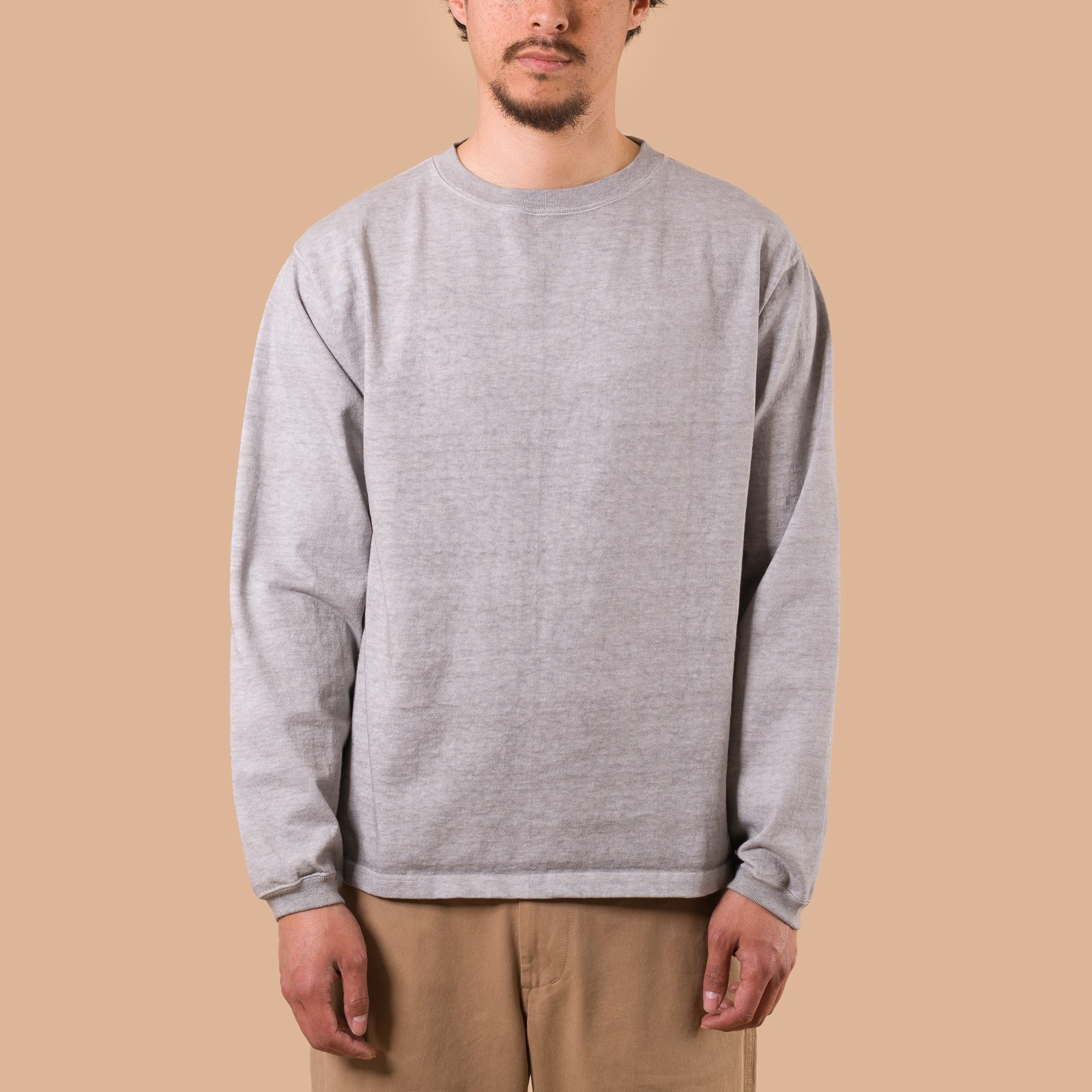 Image-Flâneurs_GOOD ON / L/S Heavy Crew Tee p-ash de face