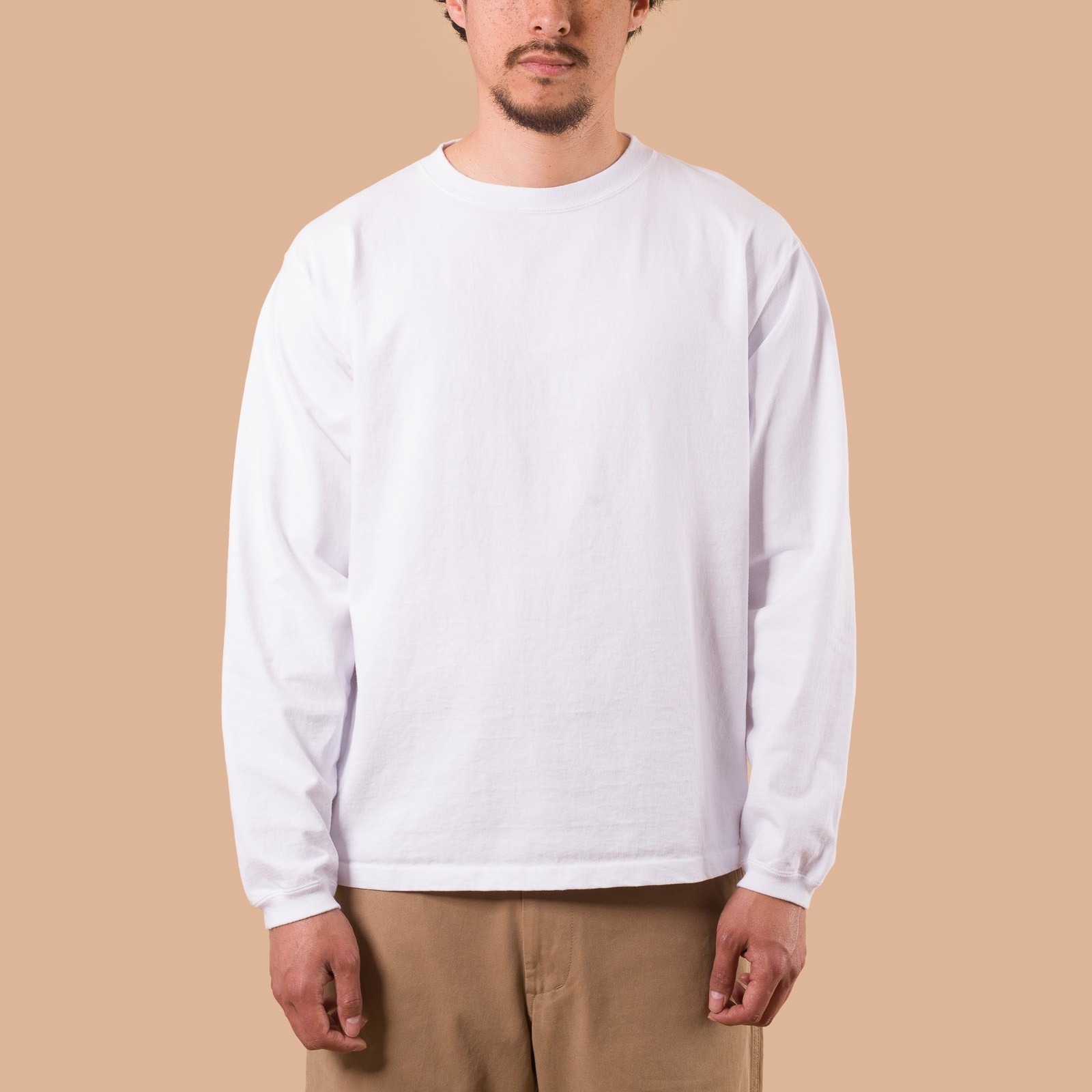 Image-Flâneurs_GOOD ON / L/S Heavy Crew Tee White de face