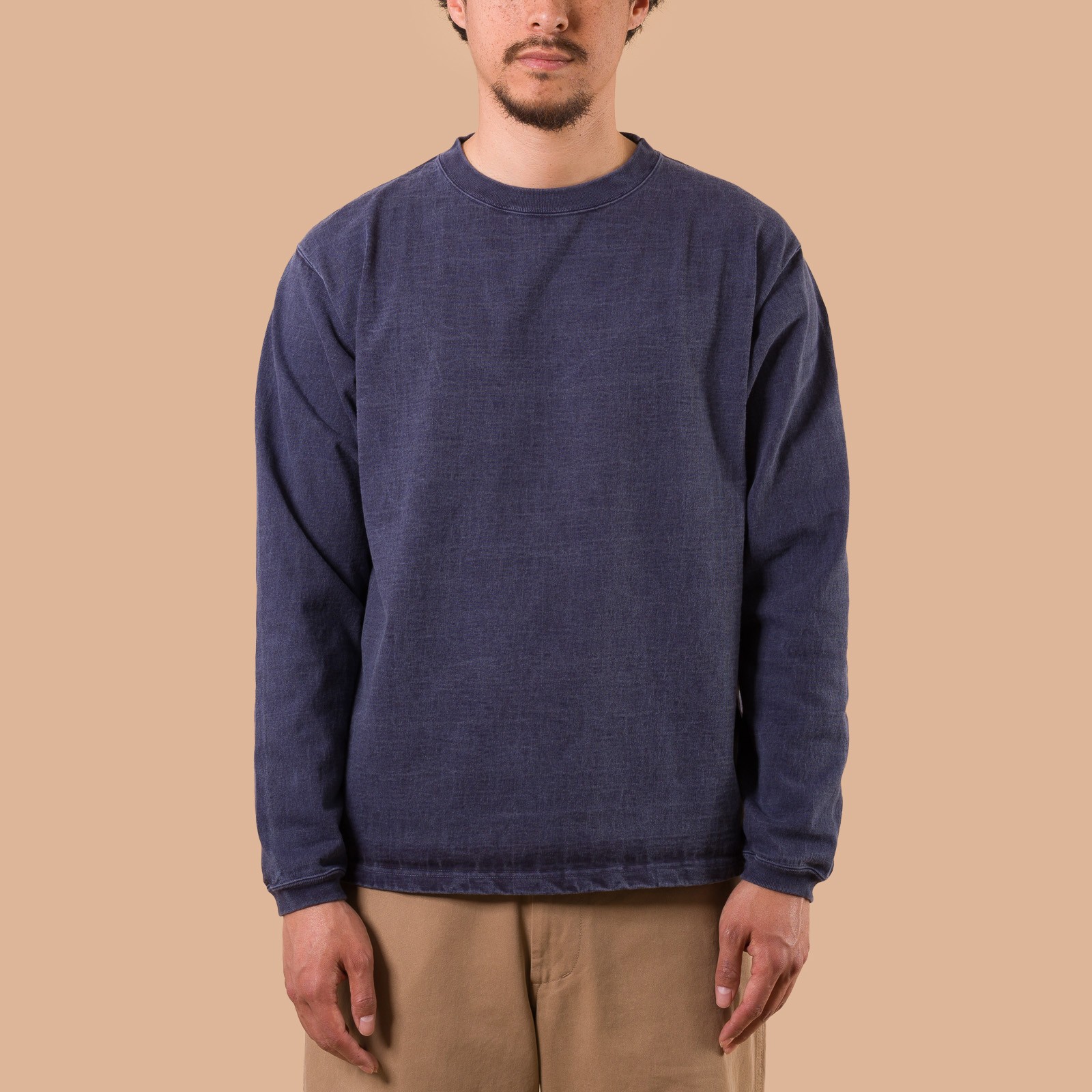 Image-Flâneurs_GOOD ON / L/S Heavy Crew Tee p-navy de face