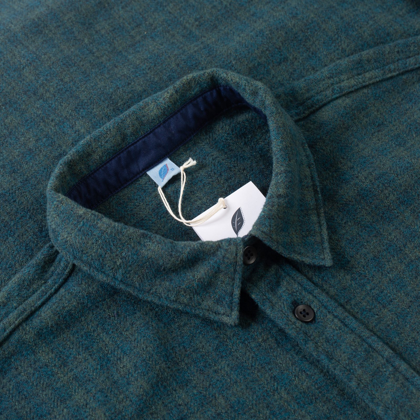 chemise PURE BLUE JAPAN  Cotton Tweed Check Indigo Over Dye Shirt col