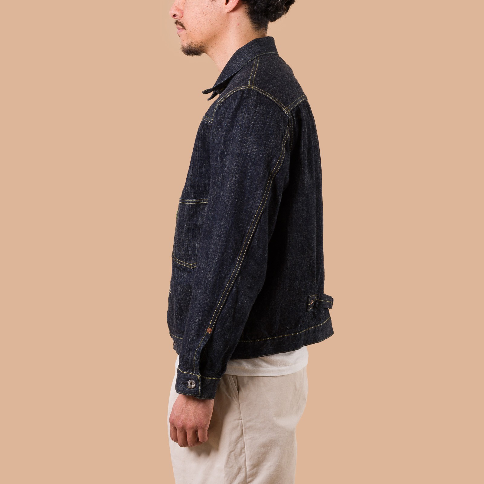 image-flâneurs_FOB FACTORY / F2460 14oz WWII Denim Blouse de profil