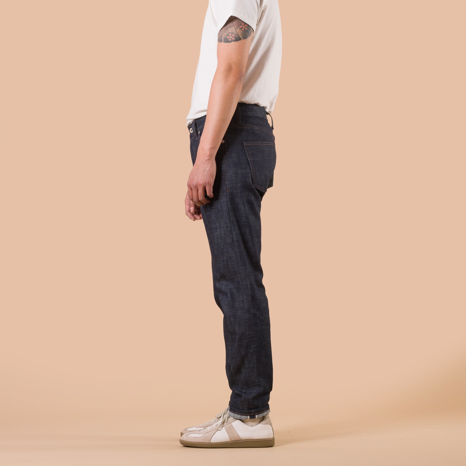 image flâneurs NAKED & FAMOUS / SuperGuy Greencast Slub Stretch Selvedge de profil