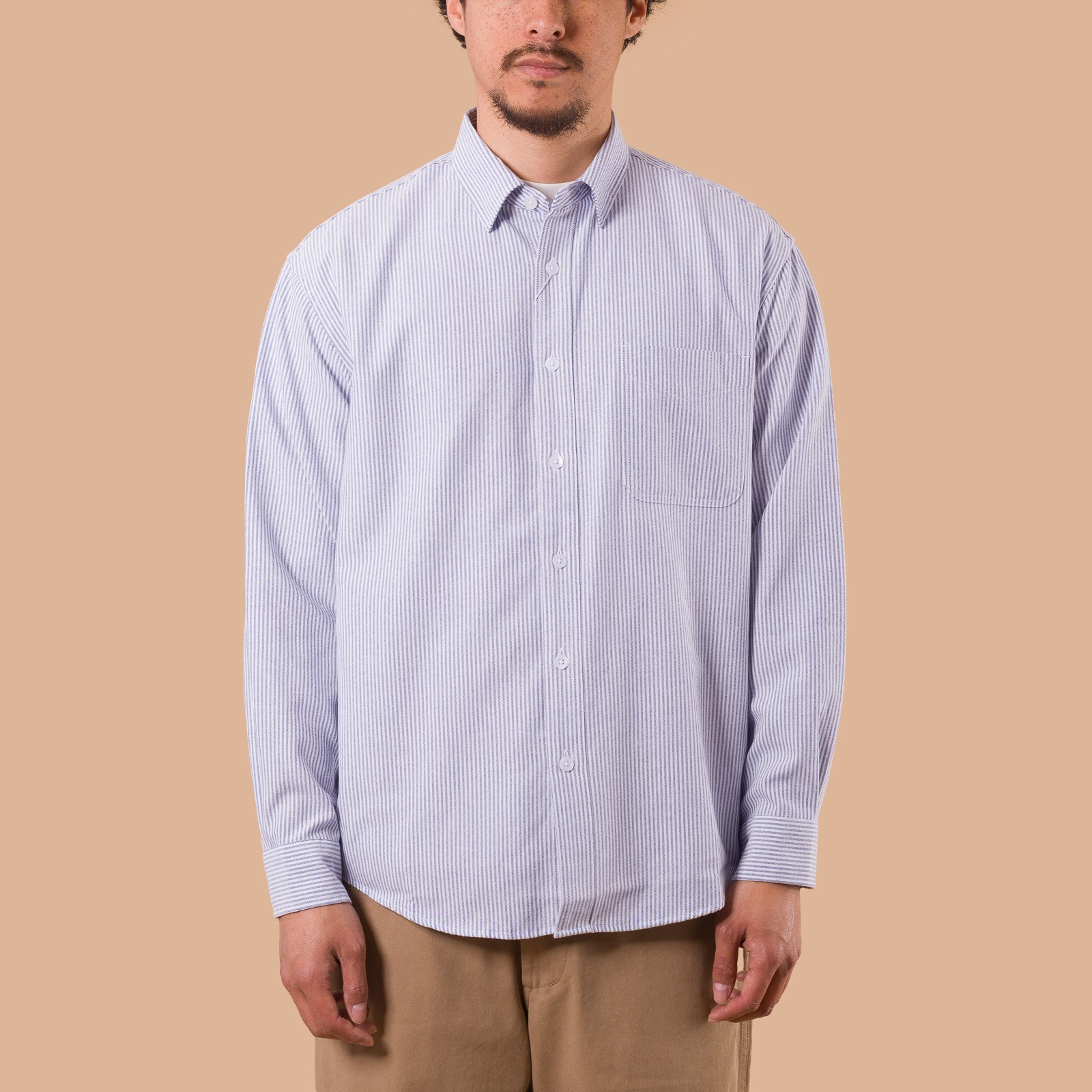 image flâneurs FRIZMWORKS / OG Stripe Oversized Shirt Blue de face
