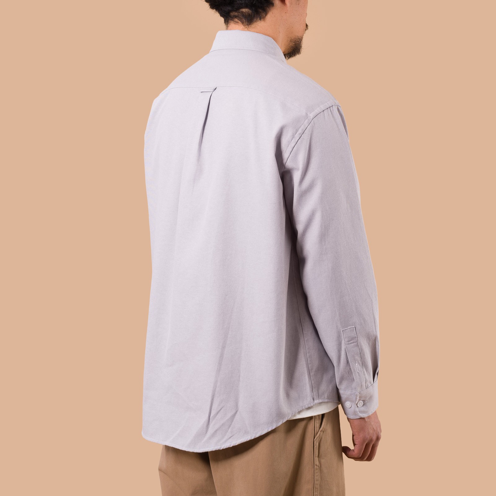 Image flâneurs porté de face chemise FRIZMWORKS OG Oxford Oversized Shirt Grey de dos