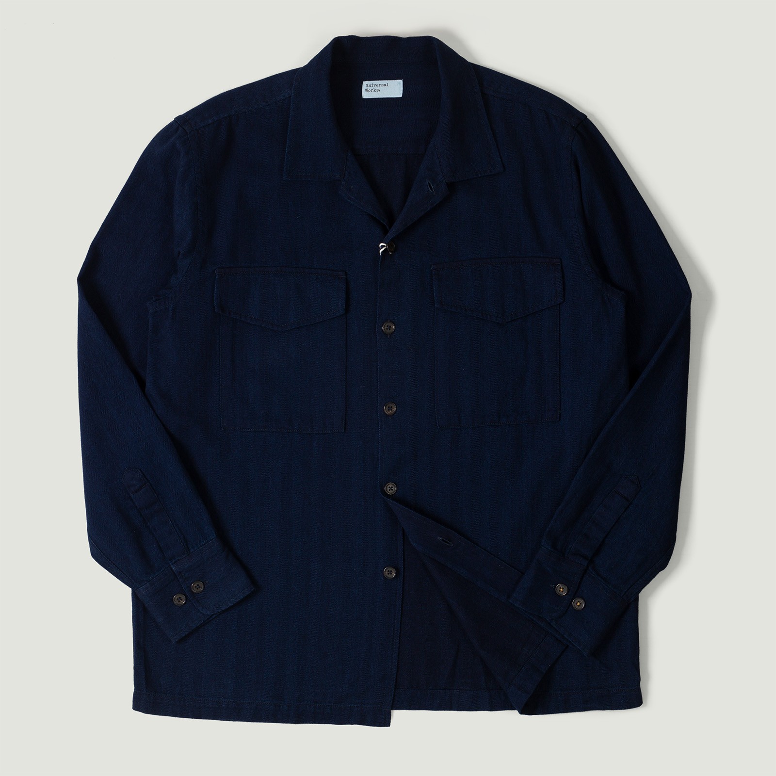 Vignettes flâneurs UNIVERSAL WORKS Attendant Shirt Indigo Recycled Herringbone
