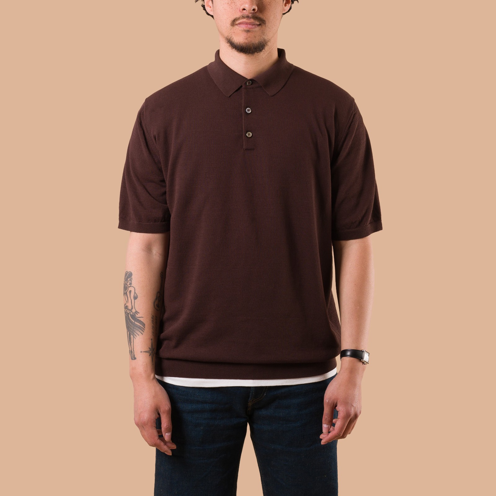 Ice Cotton Poloneck Brown