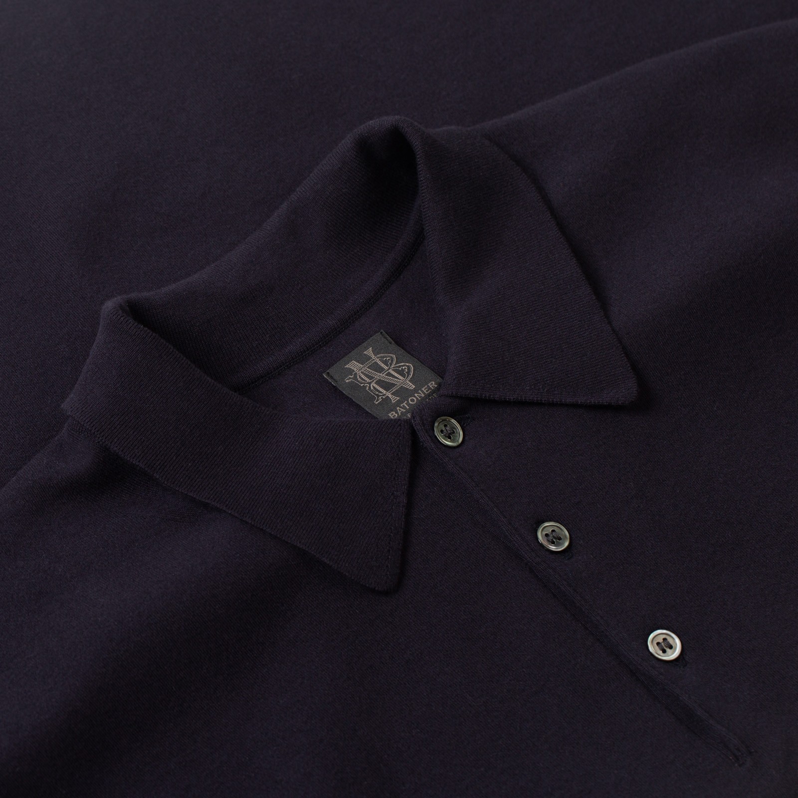 detail col flaneurs BATONER 32G Smooth Knit Short Sleeve Polo Navy (2)