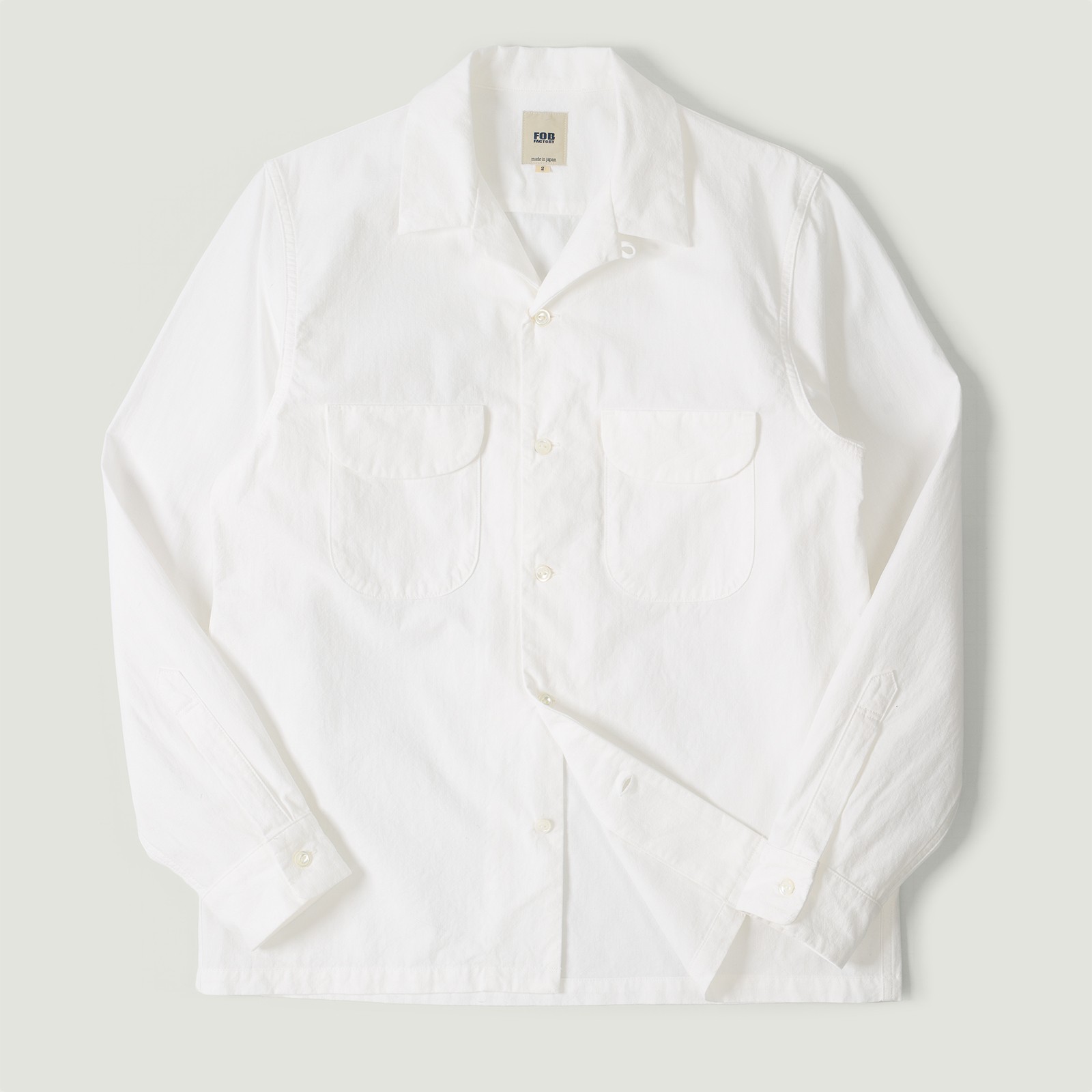 F3514 Open Collar Shirt White