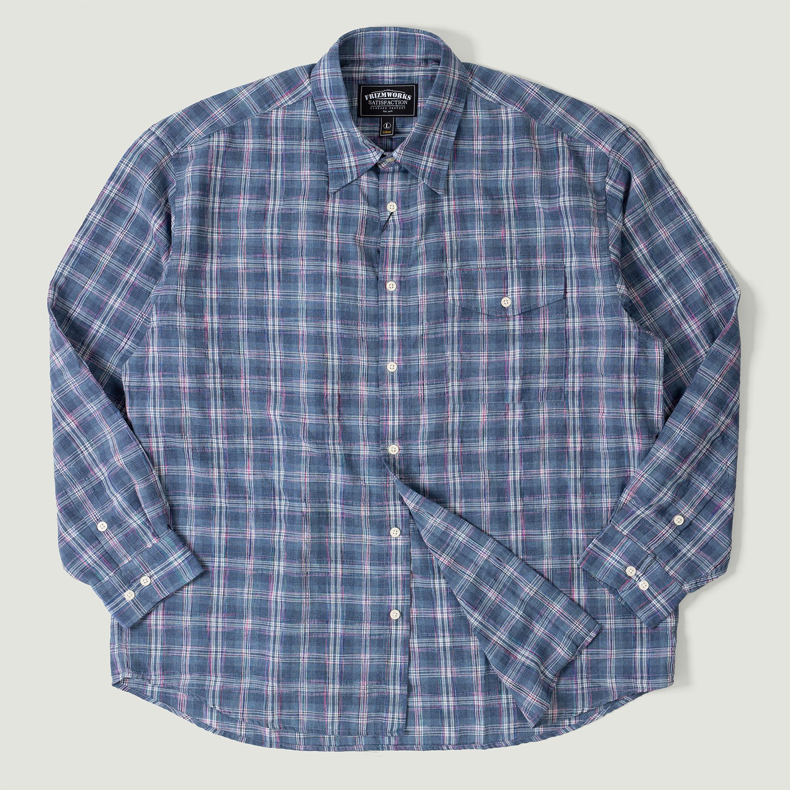 Vignettes flaneurs chemise large FRIZMWORKS Uneven Check Shirt Blue