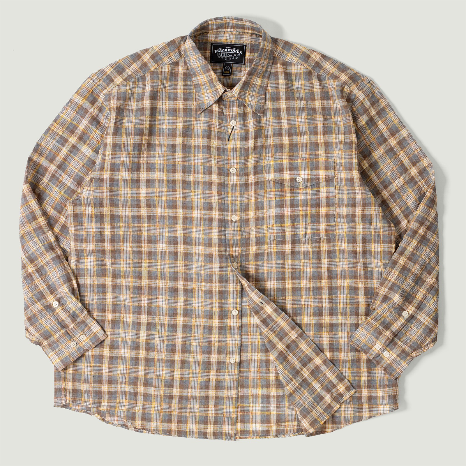 Vignettes flaneurs chemise large FRIZMWORKS Uneven Check Shirt Yellow