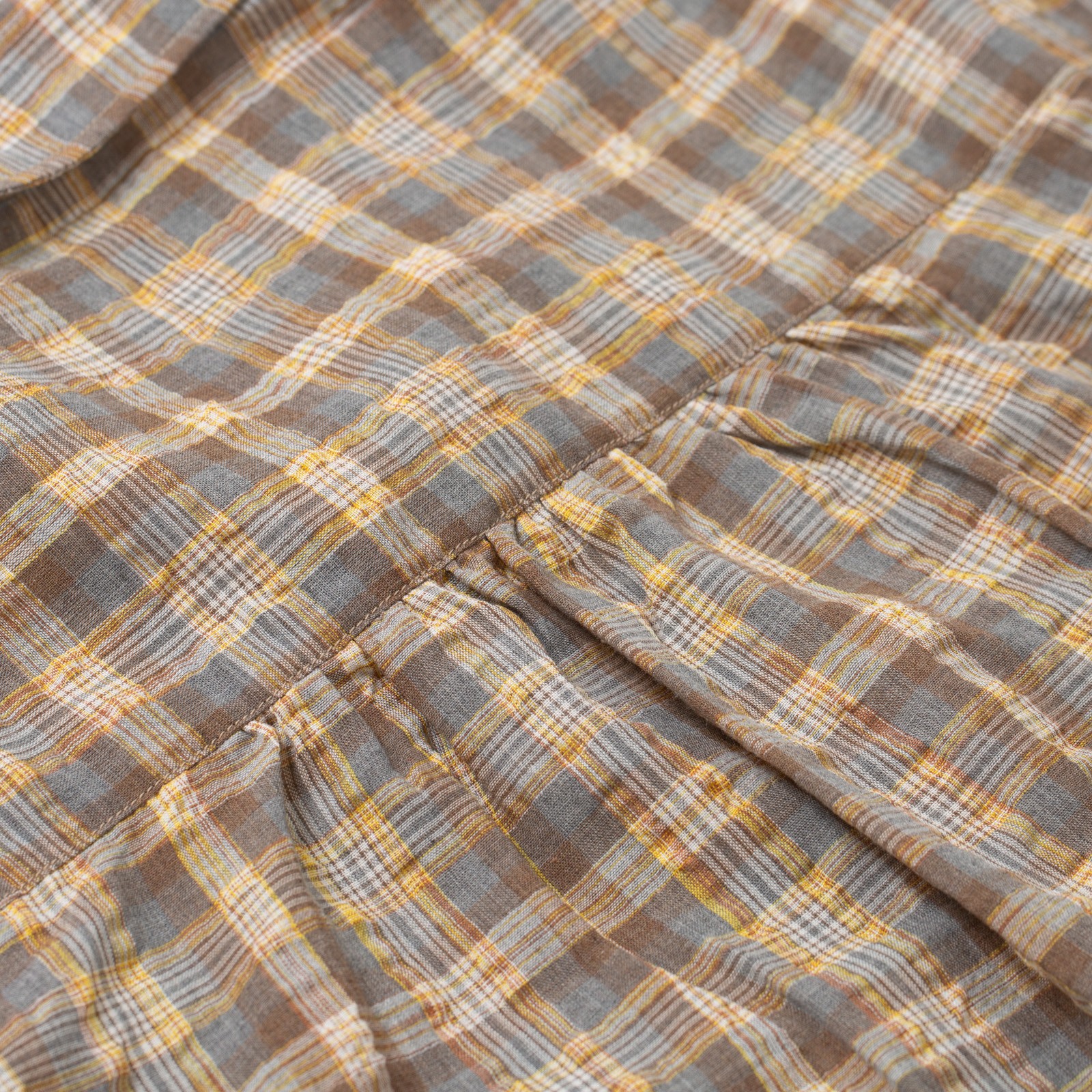 detail dos flaneurs chemise large FRIZMWORKS Uneven Check Shirt Yellow (3)