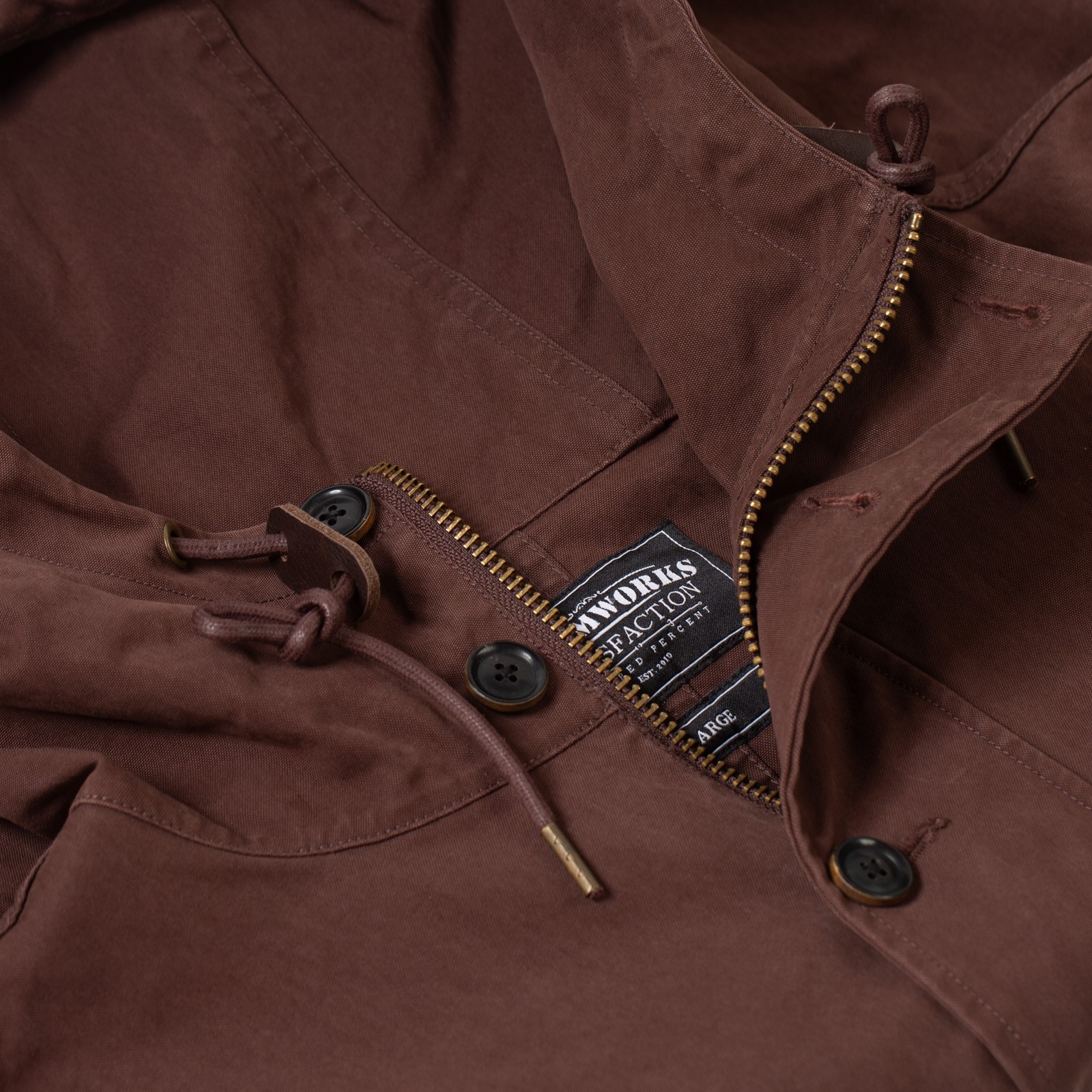 detail flaneurs veste FRIZMWORKS French M47 Parka Brown (2)