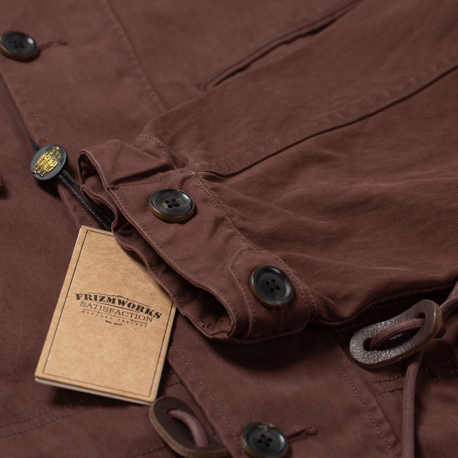 detail flaneurs veste FRIZMWORKS French M47 Parka Brown (3)