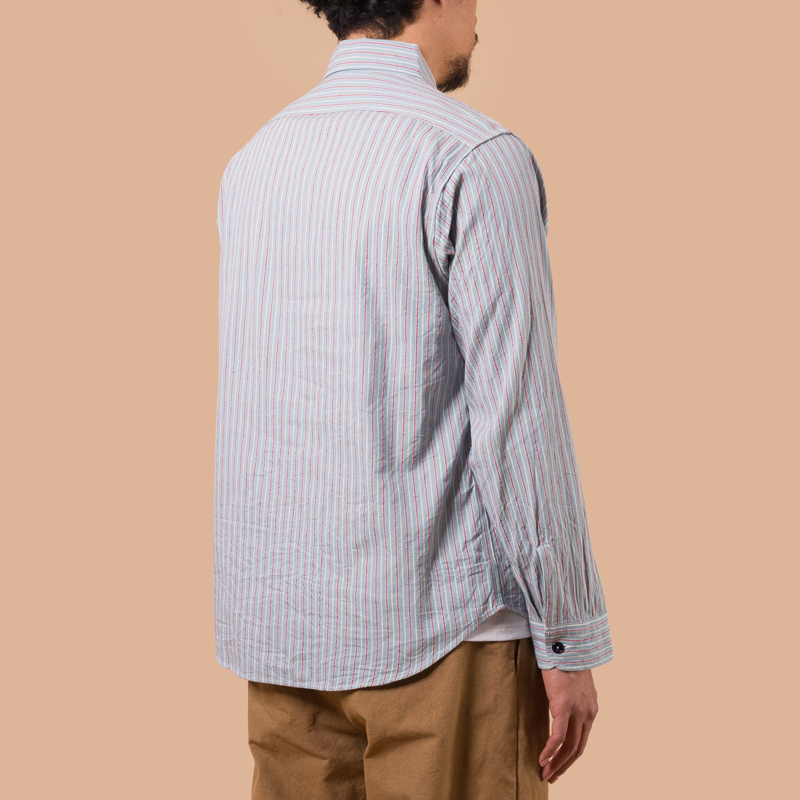 Long Sleeve Dobby Stripe Work Shirt Blue