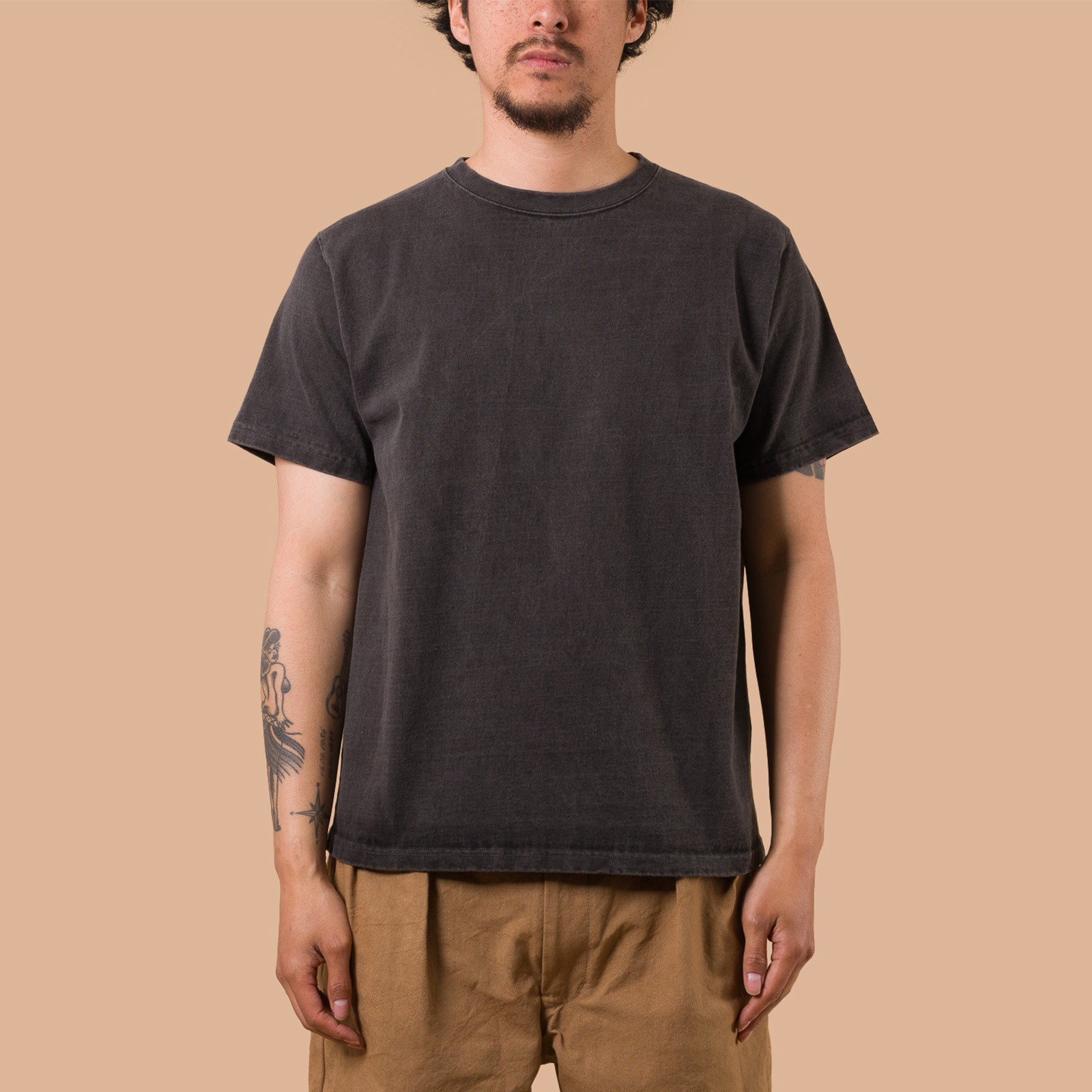 Image-Flaneurs_GOOD ON / S/S Heavy Crew Tee P-Black-de-face