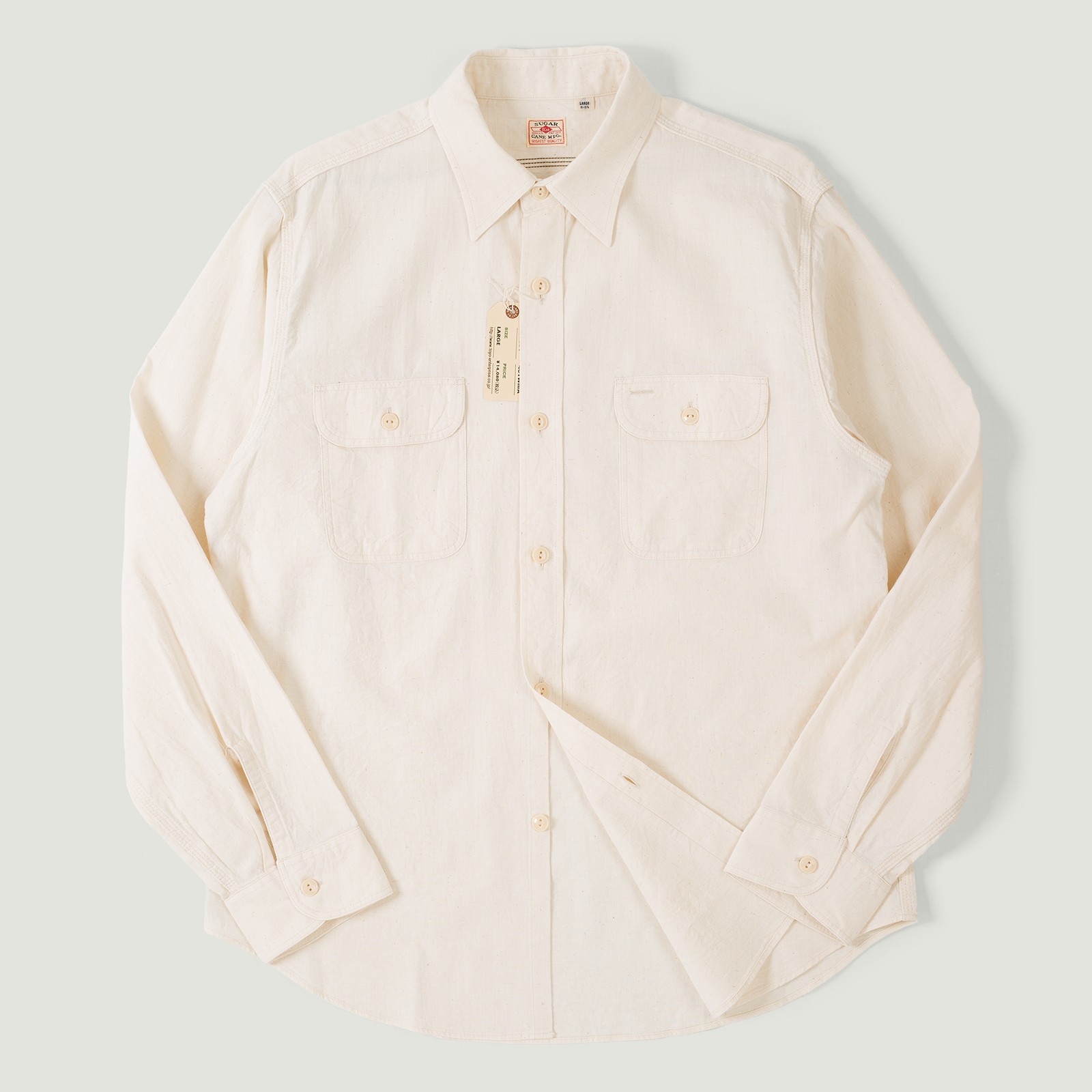 Long Sleeve Chambray Work Shirt White