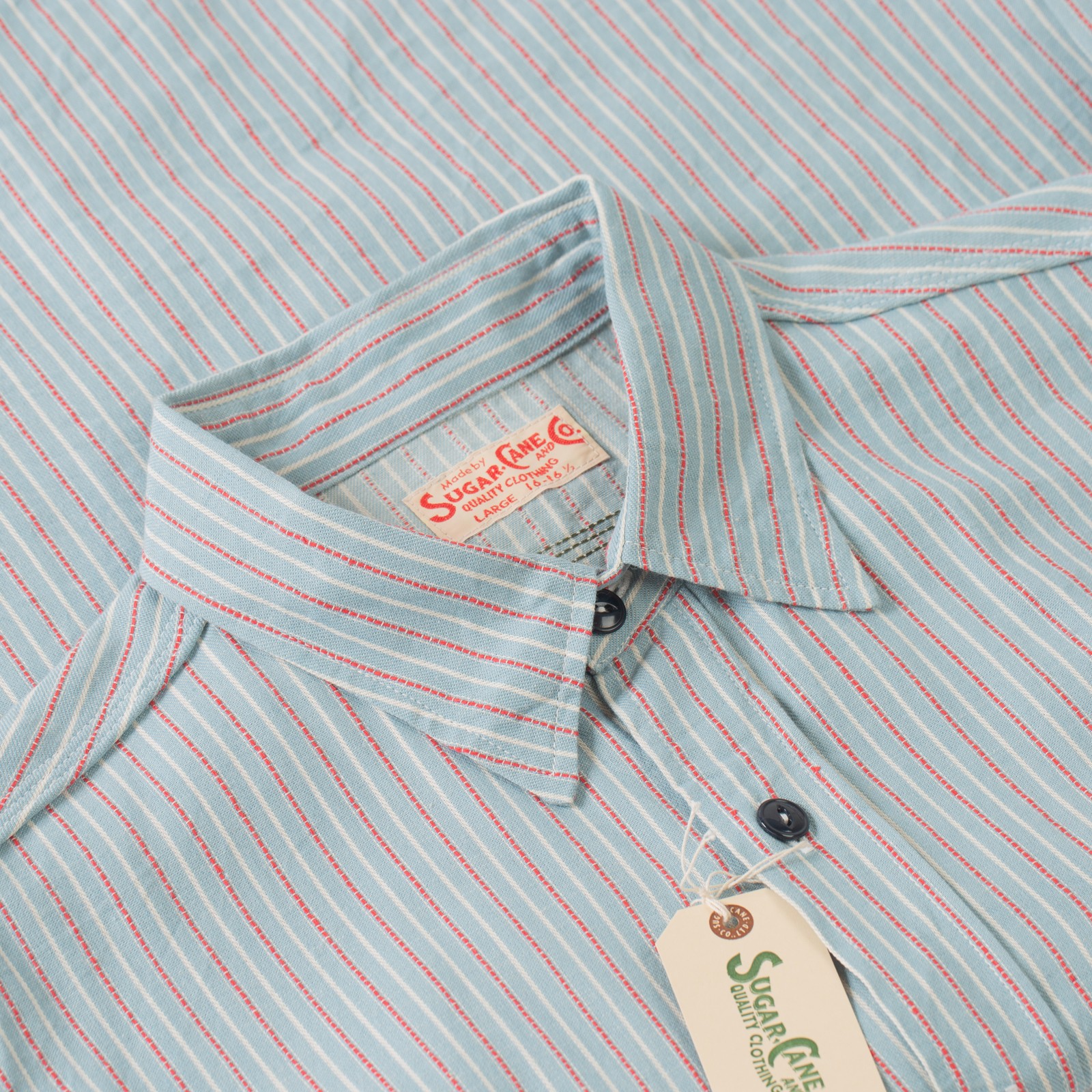 Long Sleeve Dobby Stripe Work Shirt Blue