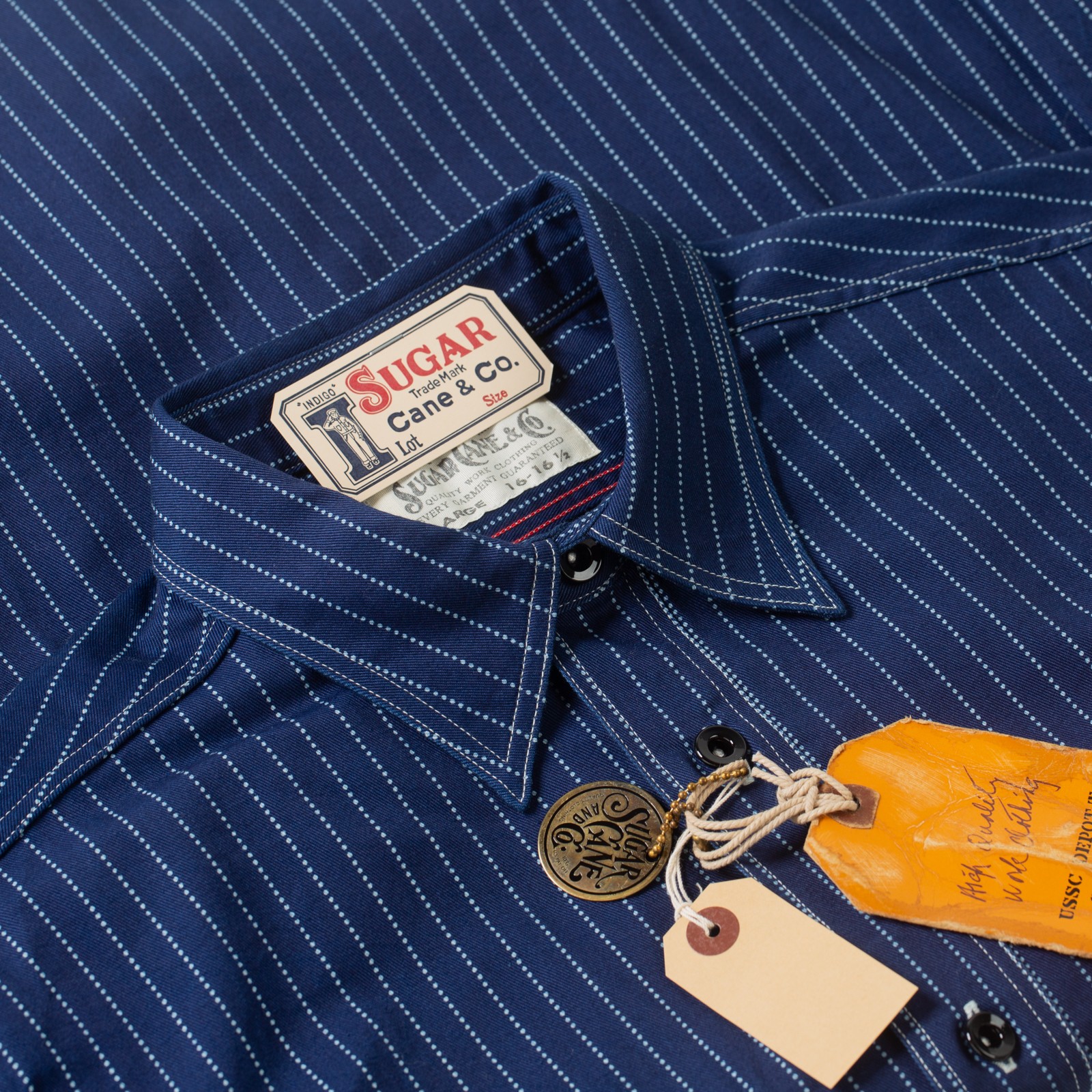 détails flaneurs SUGAR CANE Fiction Romance 8.5oz Wabash Stripe Work Shirt (2)
