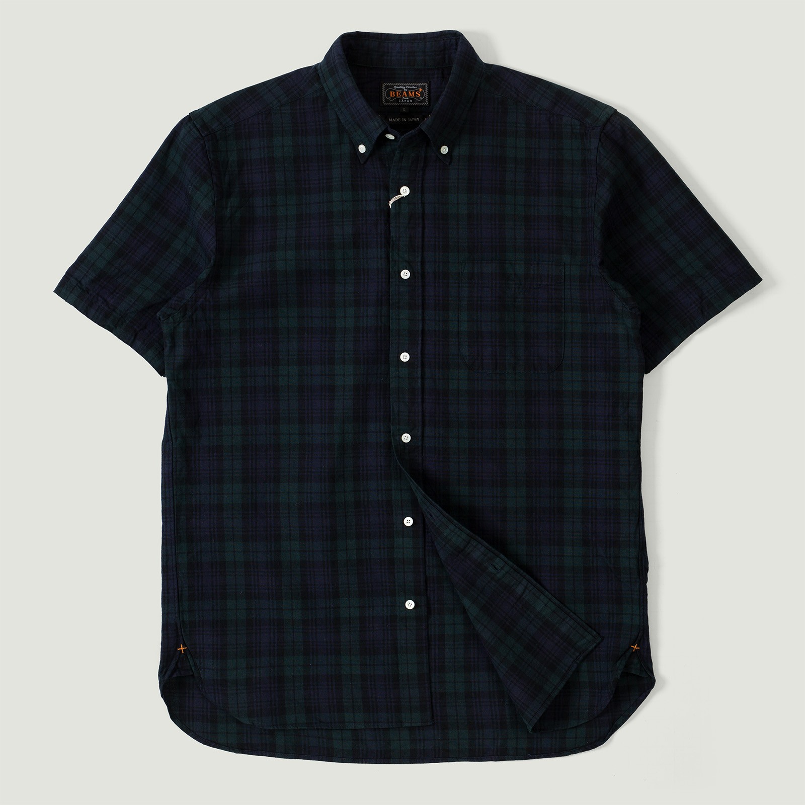 Vignettes flaneurs BEAMS PLUS chemisette B.D. Short Sleeve Indigo Yarn Tartan Black Watch