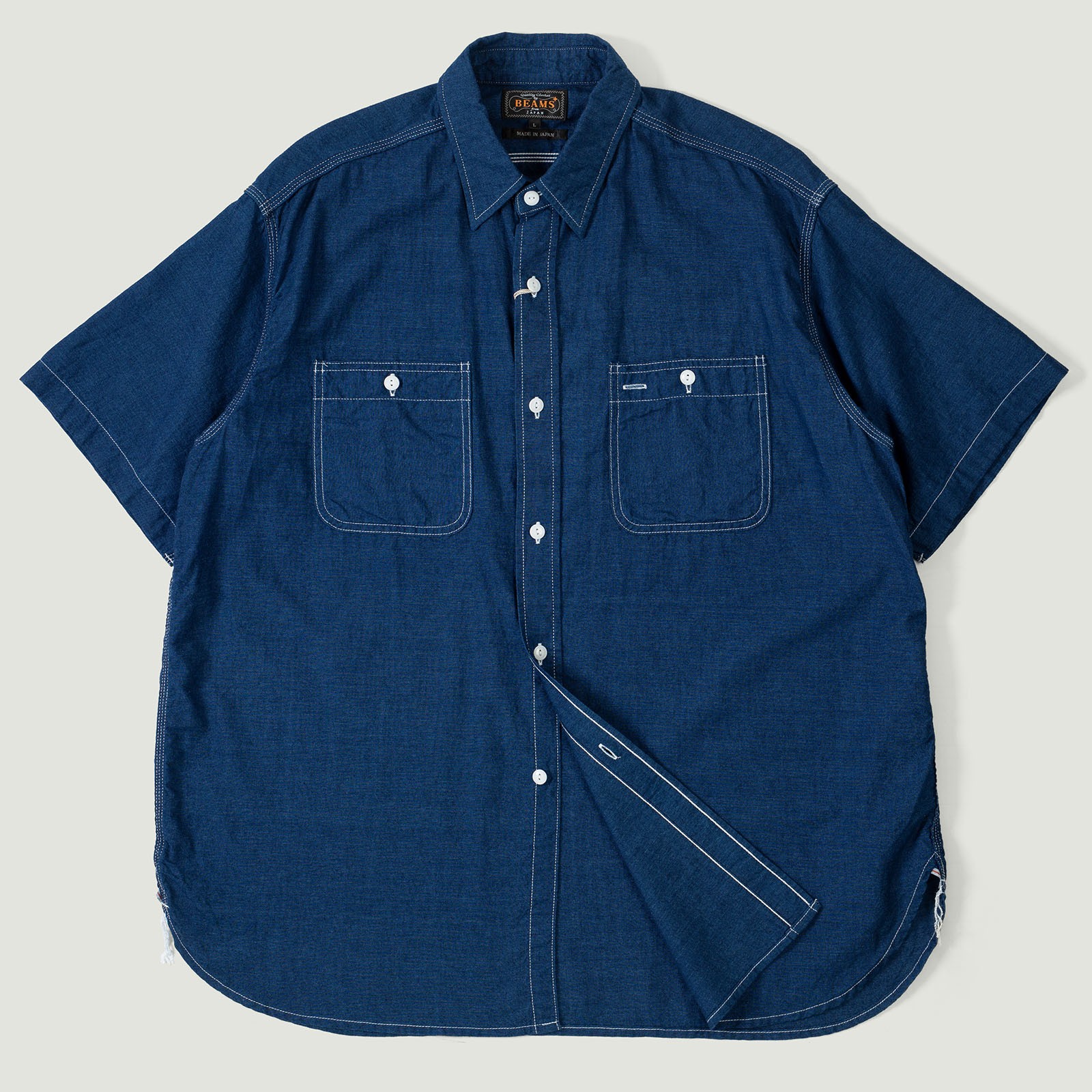 Vignettes flaneurs BEAMS PLUS chemisette Short Sleeve Workshirt Plain Indigo Chambray
