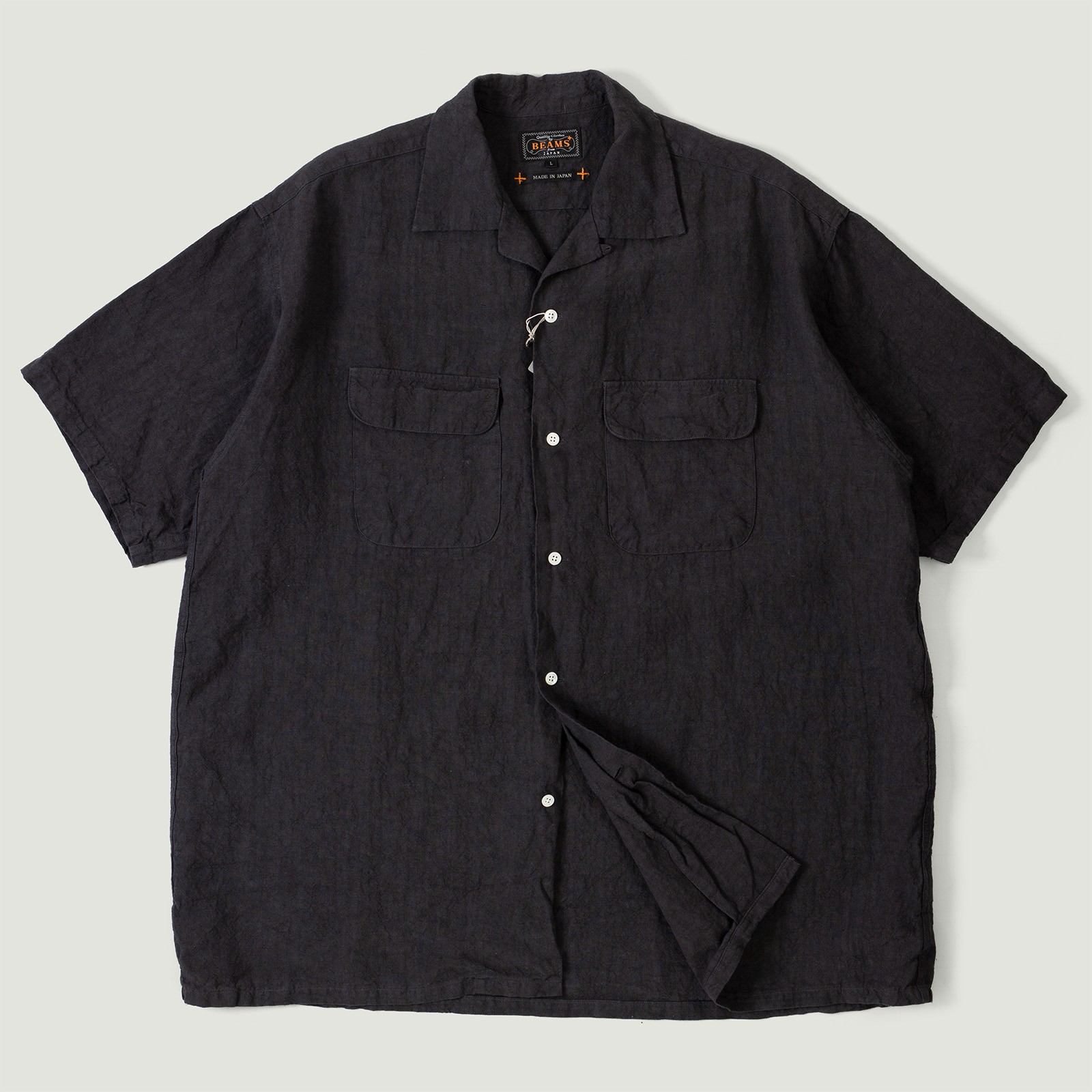 Vignettes flaneurs BEAMS PLUS chemisette Open Collar Linen Charcoal