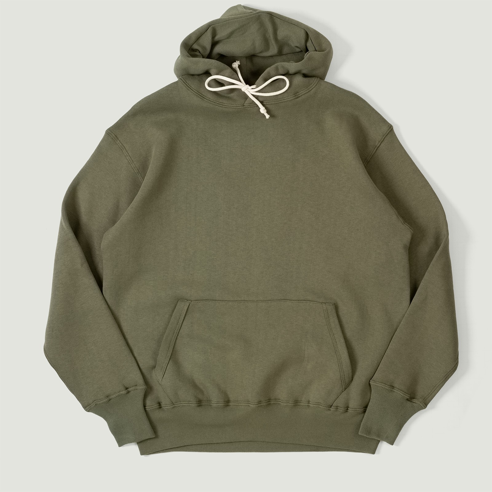 Vignettes flaneurs WAREHOUSE & CO.  Lot. 450 Two Needle Hooded Sweatshirt OD Green