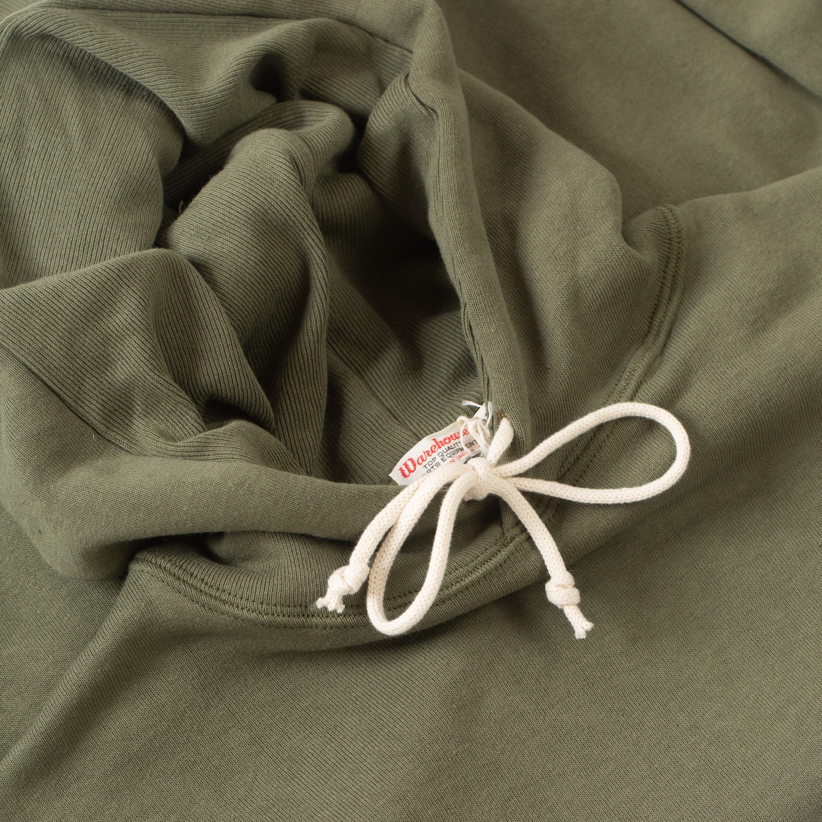 détails flaneurs WAREHOUSE & CO.  Lot. 450 Two Needle Hooded Sweatshirt OD Green (2)