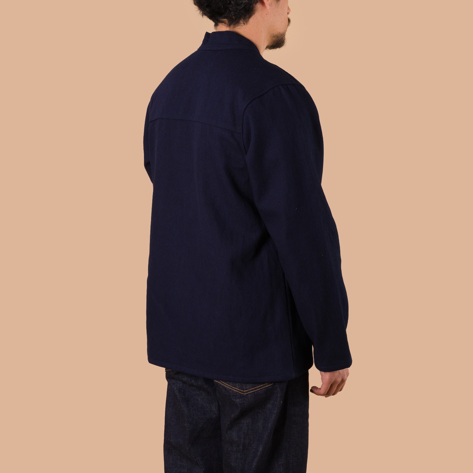 image flâneurs NAKED & FAMOUS / Kimono Shirt Maekake Dobby Indigo de dos