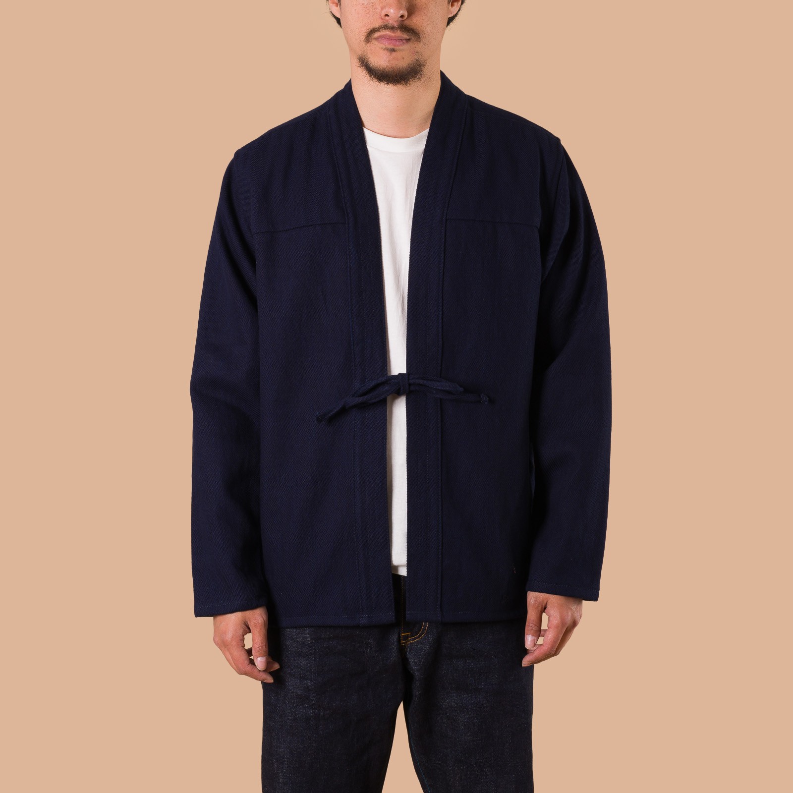 image flâneurs NAKED & FAMOUS / Kimono Shirt Maekake Dobby Indigo de face