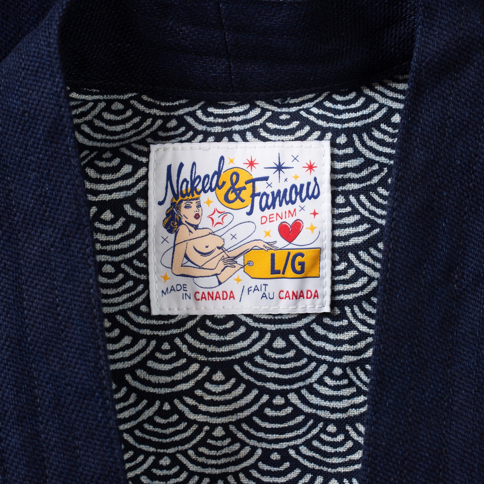 détails NAKED & FAMOUS  Kimono Shirt Maekake Dobby Indigo (1)