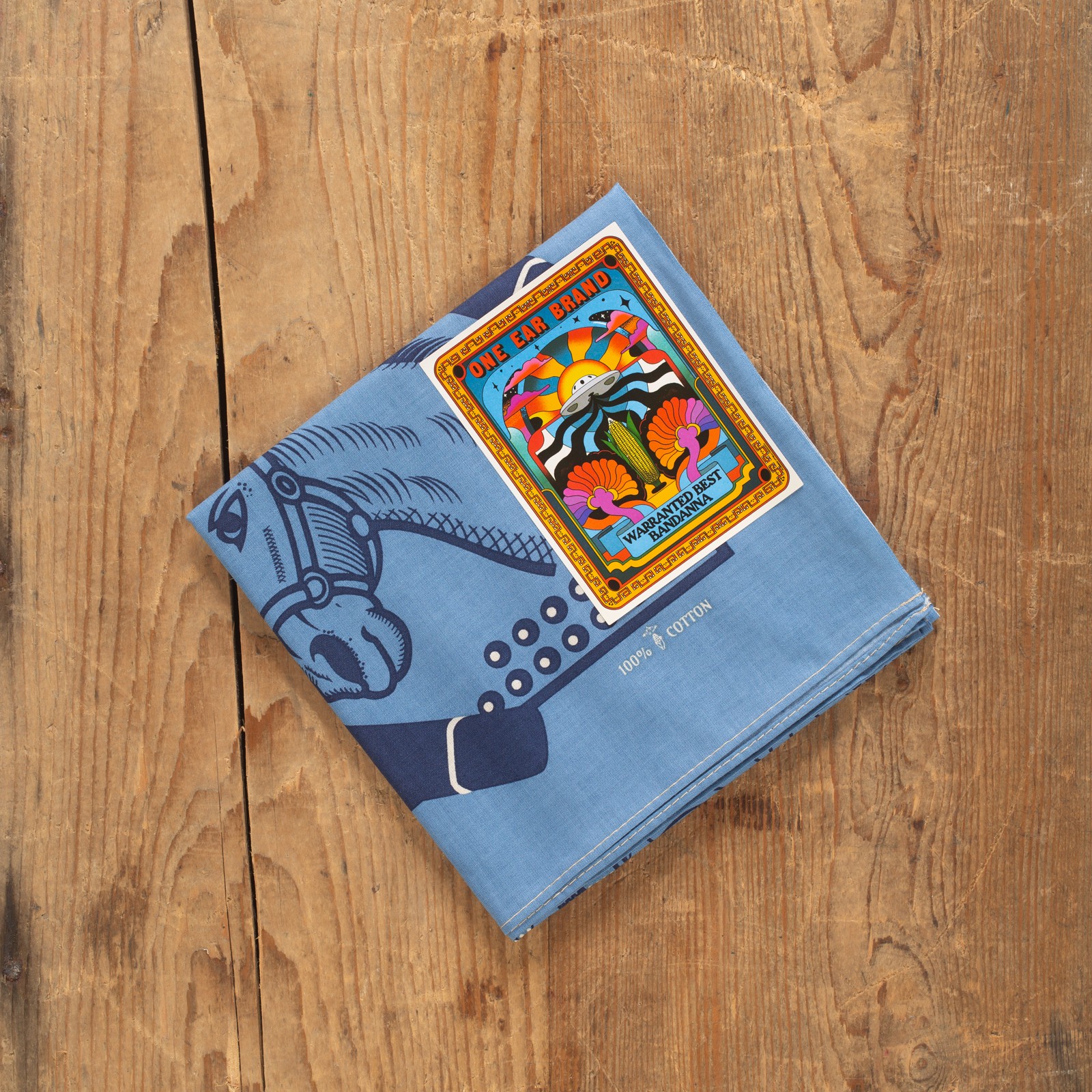détail flaneurs ONE EAR BRAND Uma Bandana Equestrian Blue (1)