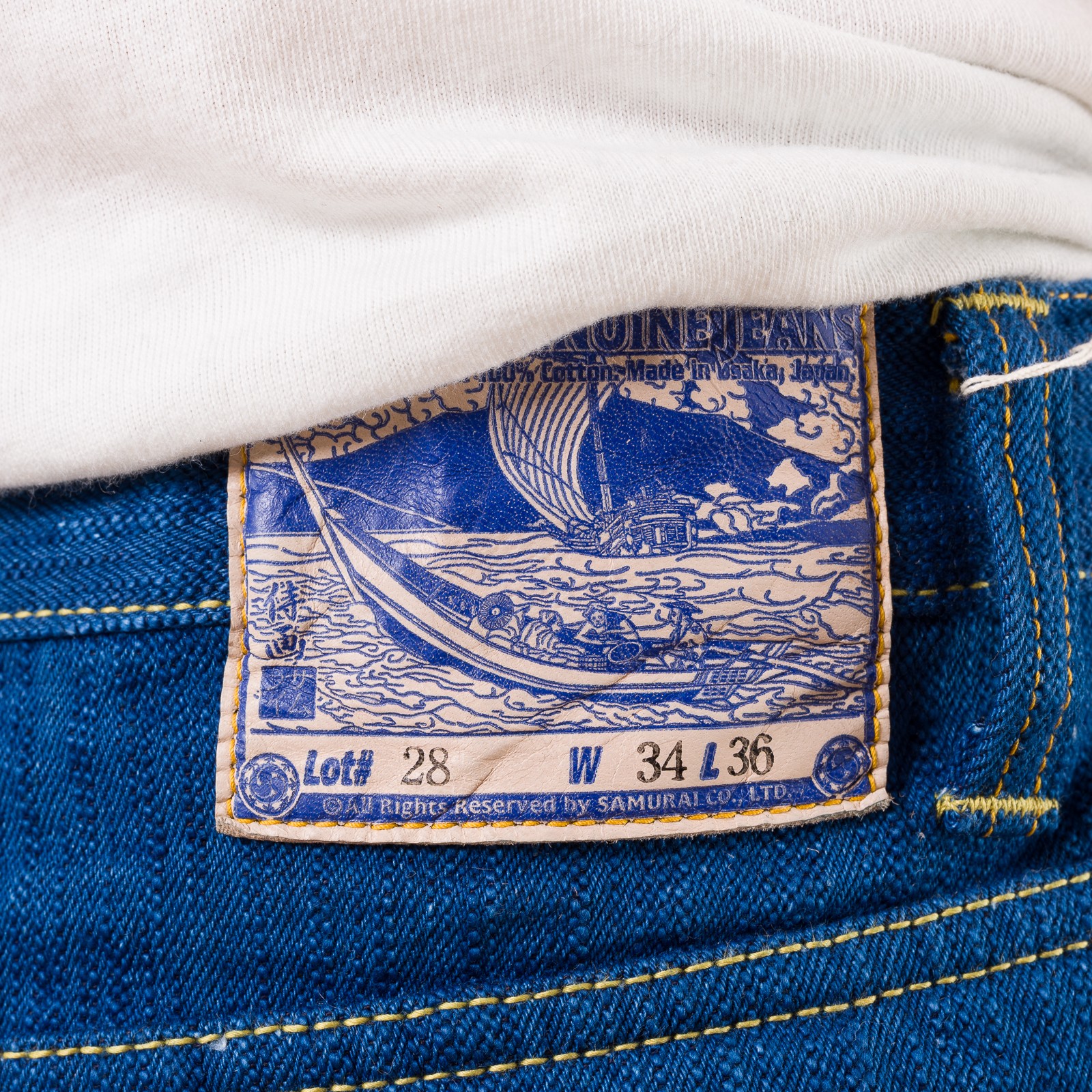 image flâneurs SAMURAI JEANS / S6100XX 15oz-SH Seigaiha Slim Straight Zipper détail patch