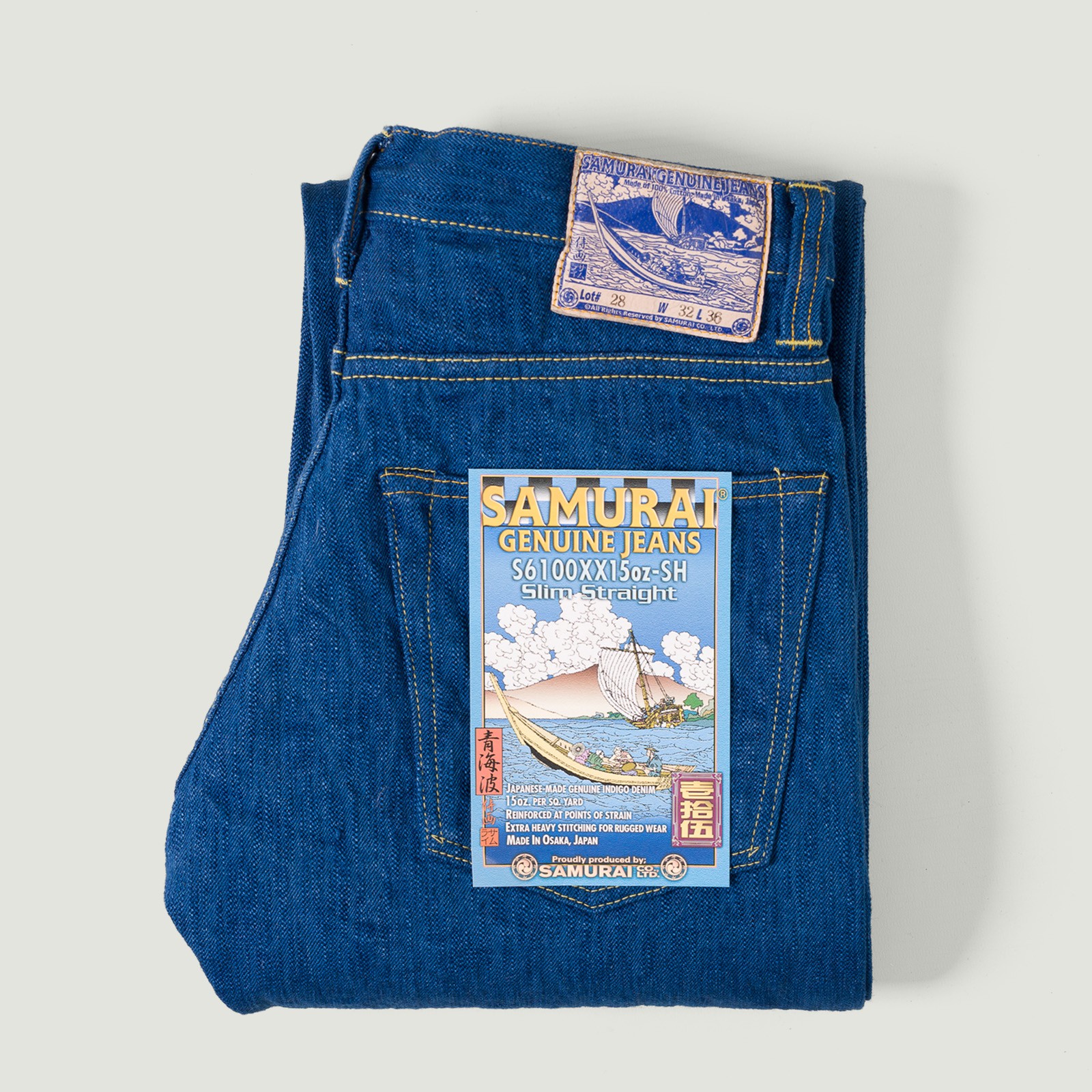 image flâneurs SAMURAI JEANS / S6100XX 15oz-SH Seigaiha Slim Straight Zipper vignette