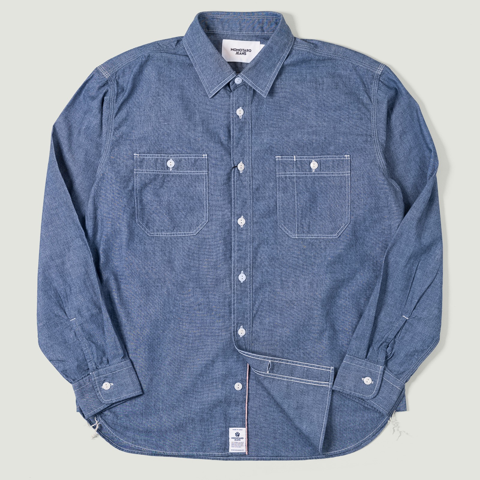 image flâneurs momotaro Triple Stitch L/S Chambray Shirt Indigo Vignette