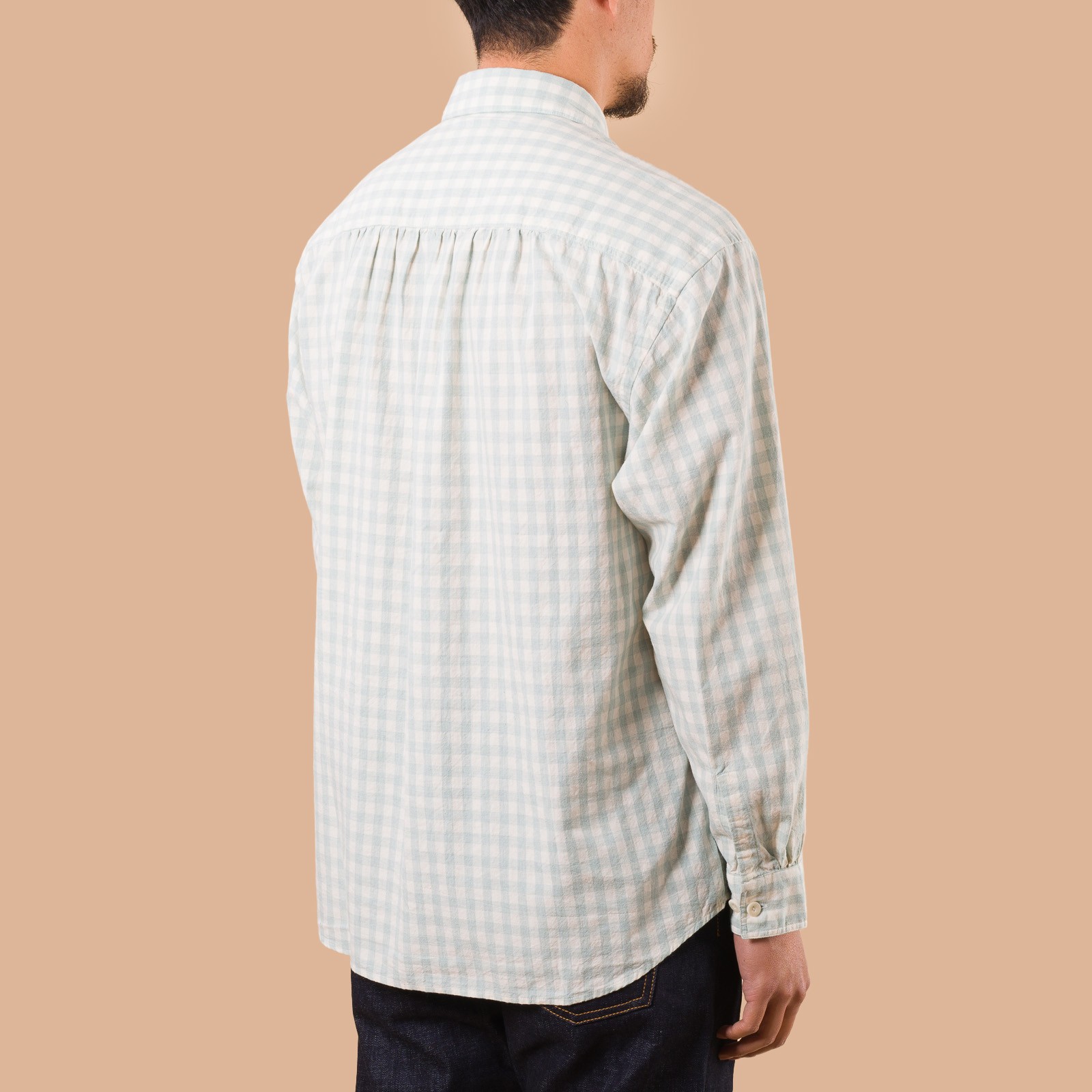 Melange Check Work Shirt Pale Green