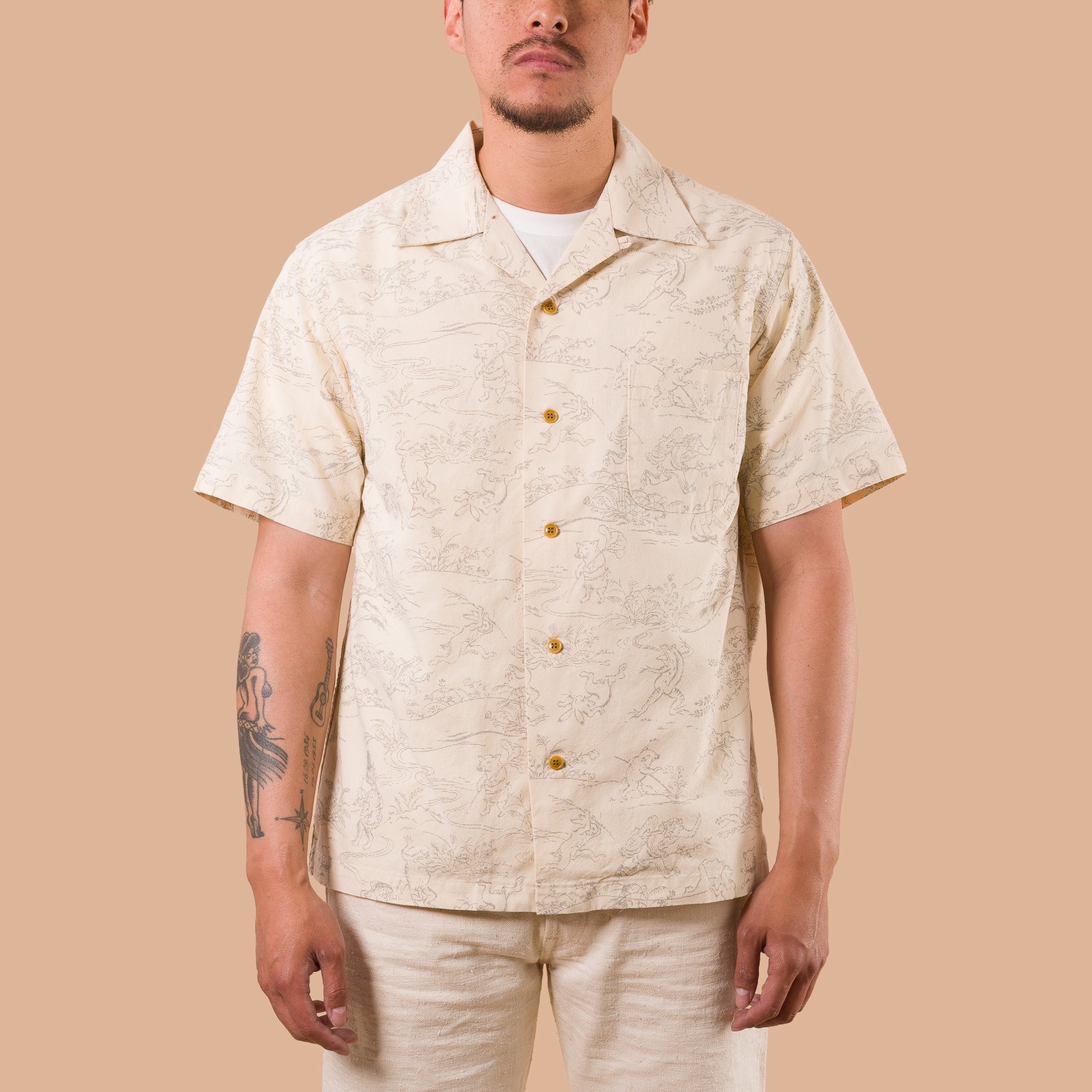 image flâneurs STUDIO D'ARTISAN / 5736 Manga Open Collar Shirt Ivory face