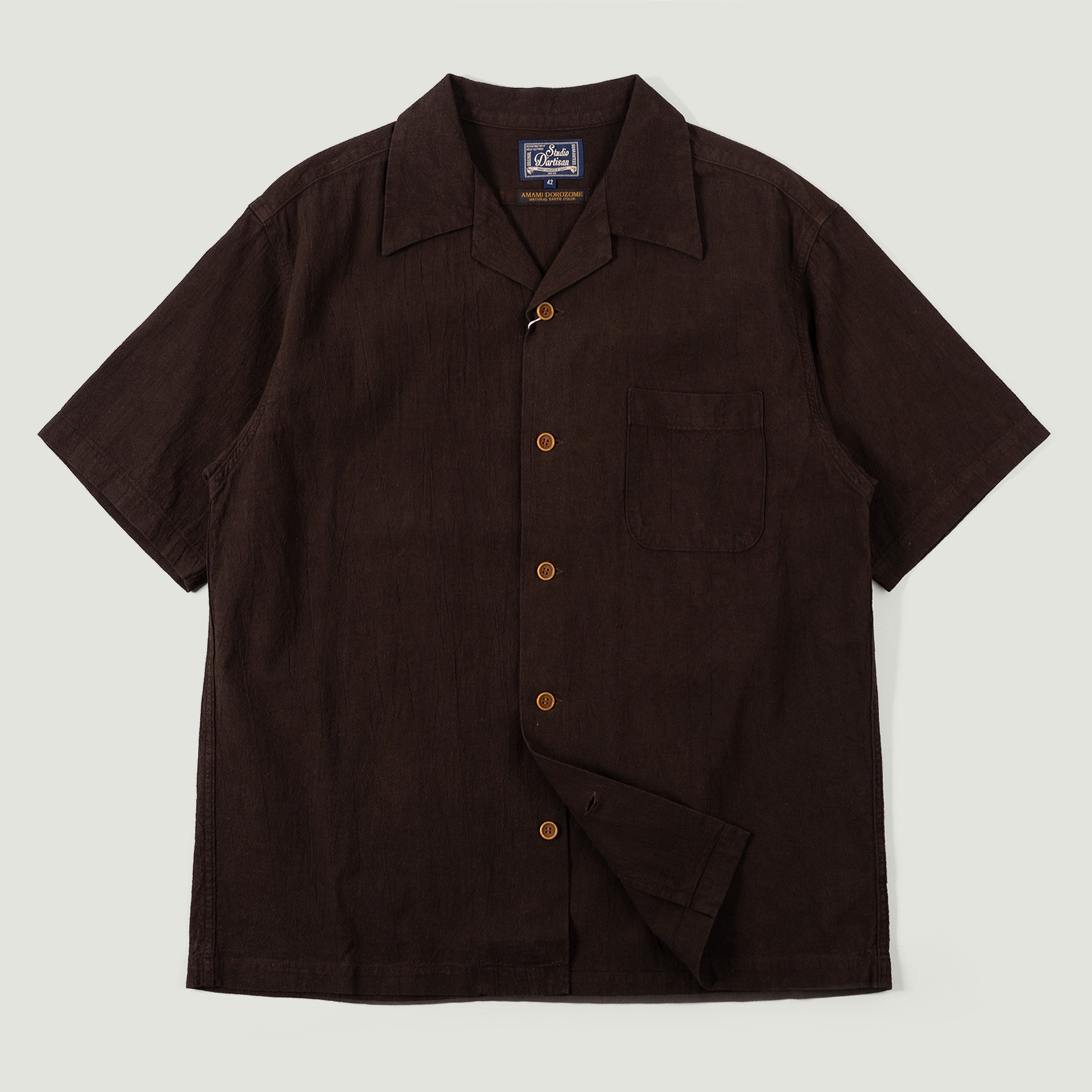 image flâneurs STUDIO D'ARTISAN / 5739 Amami Mud Dyed Shirt Dark Brown vignette