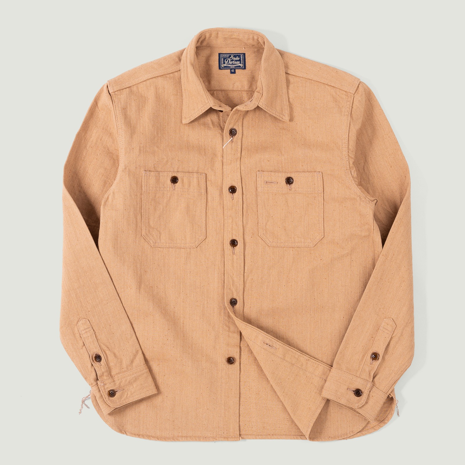 image flâneurs STUDIO D'ARTISAN / 5740 Fox Cotton Work Shirt Brown vignette
