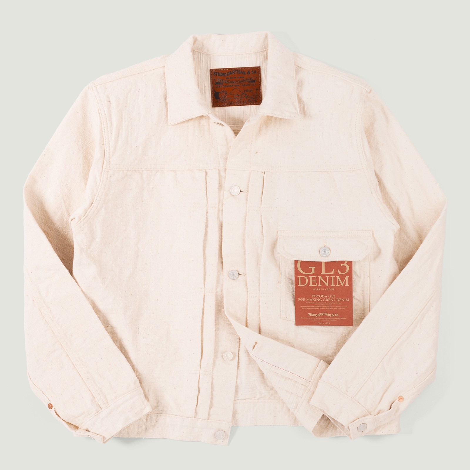 image flâneurs STUDIO D'ARTISAN / SD-4101E 15oz GL3 Selvedge Denim Type I Jacket Ecru Vignette