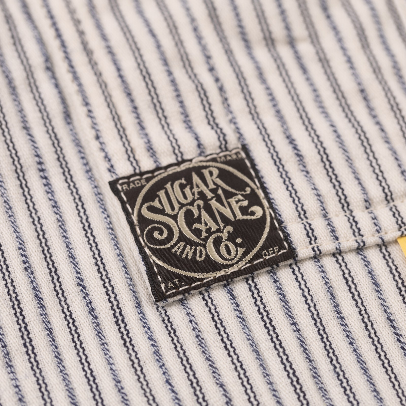Image Flâneurs SUGAR CANE / "Fiction Romance" 8oz Indigo Stripe Work Coat détail étiquette