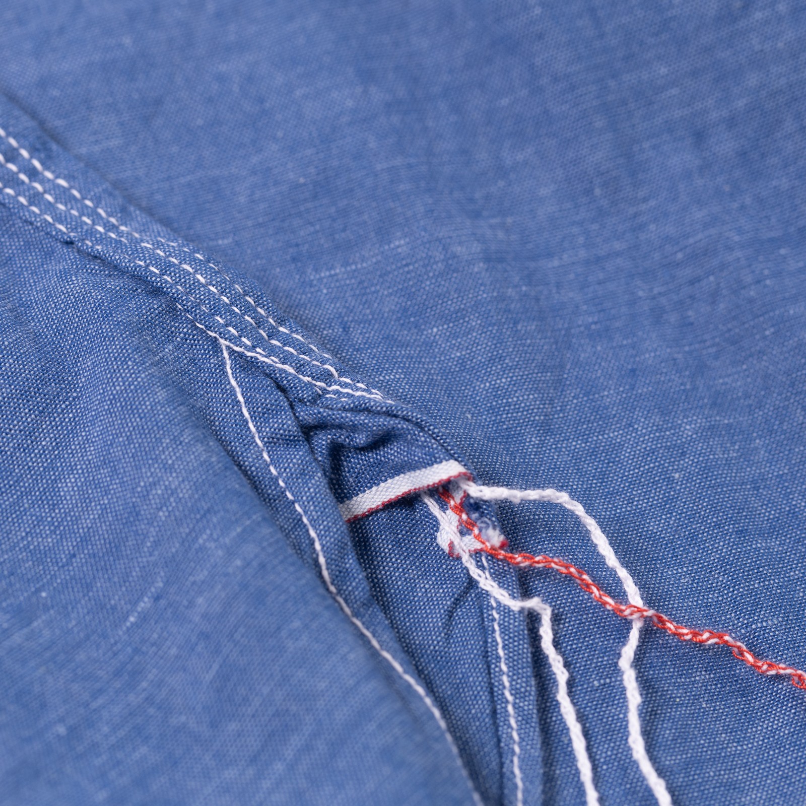 Image Flâneurs SUGAR CANE / VAT Dye Chambray Work Shirt Blue détail run off