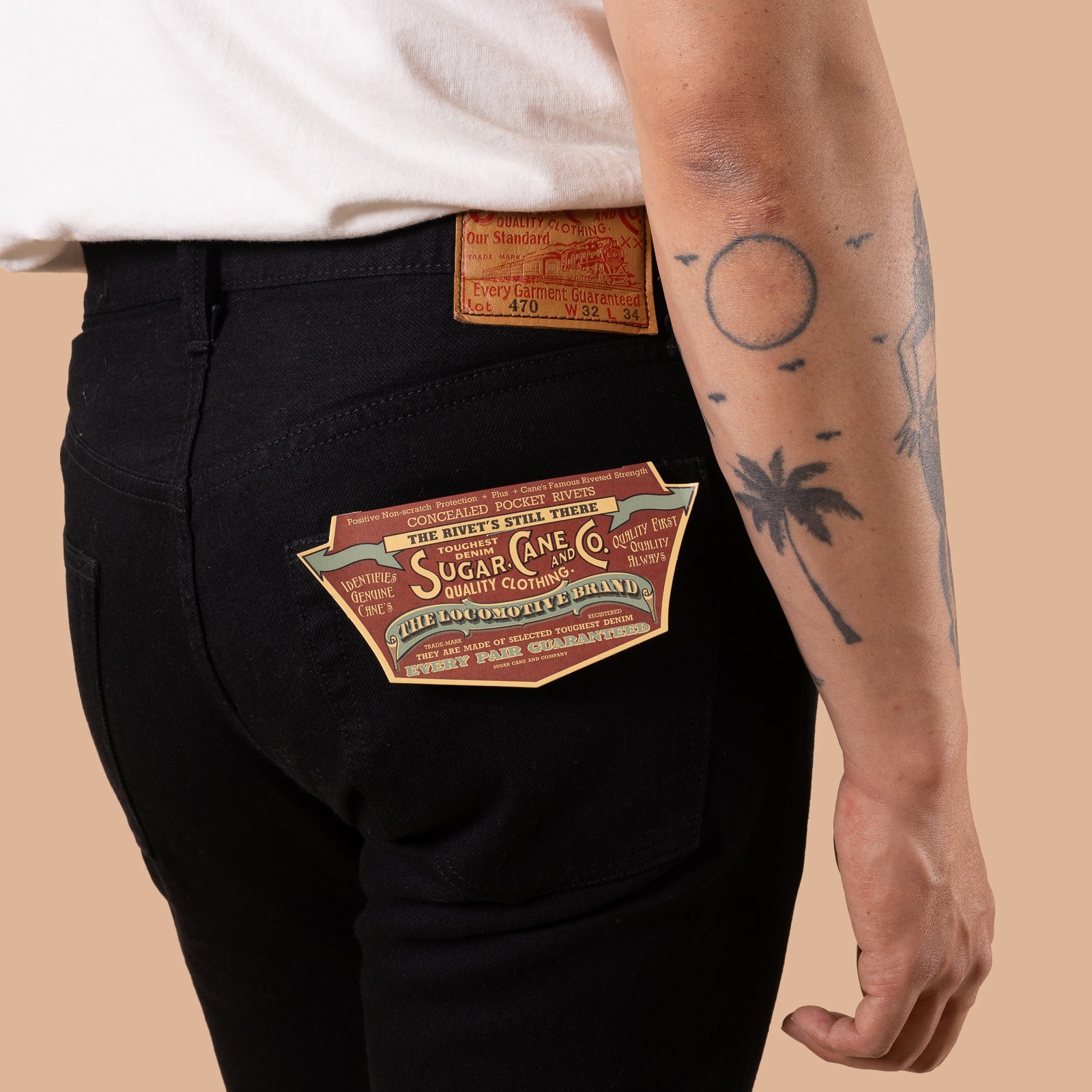 image flâneurs SUGAR CANE / 13oz Black Denim Type-III Slim Fit détail dos