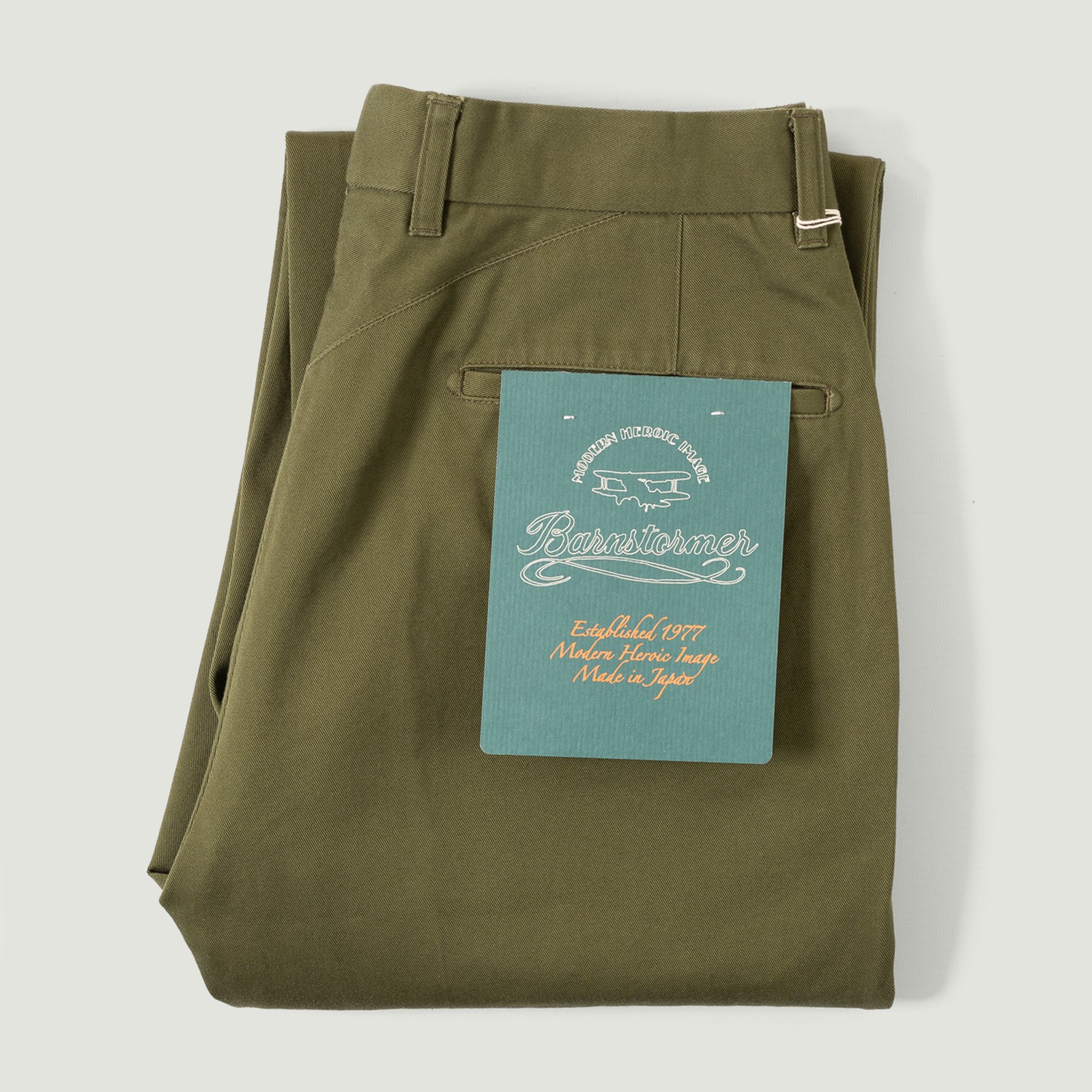 image flâneurs BARNSTORMER / 1955UC 2Pleated Chino Olive vignette