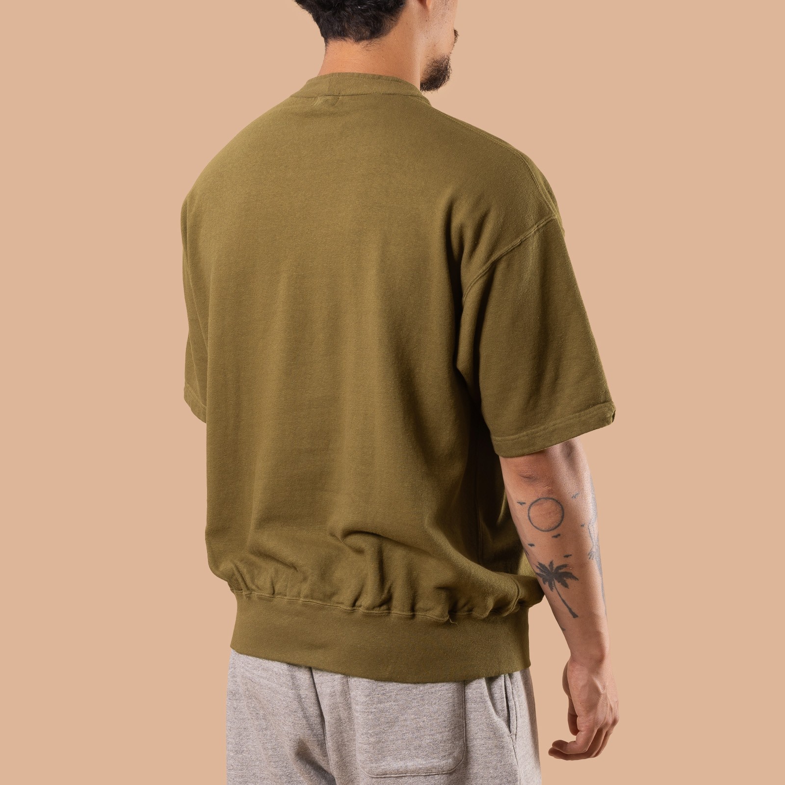 Light Terry Henley Sweatshirt Khaki