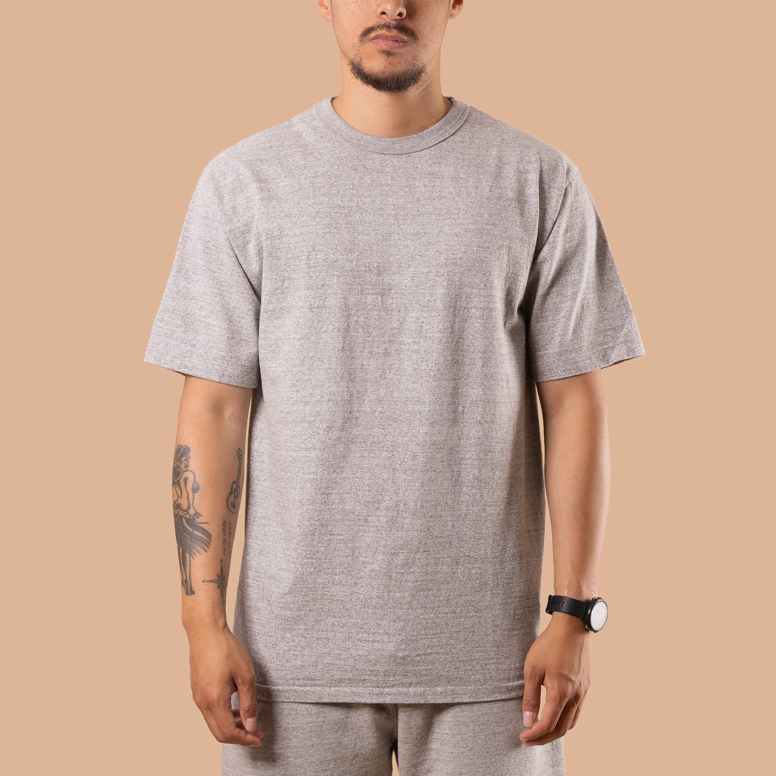 7.7oz Fallen Cotton S/S Tee Heather Grey