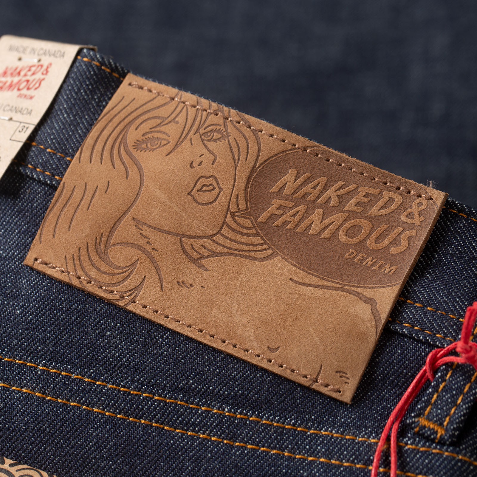 vignette flaneurs NAKED & FAMOUS Dirty Fade Selvedge leather patch