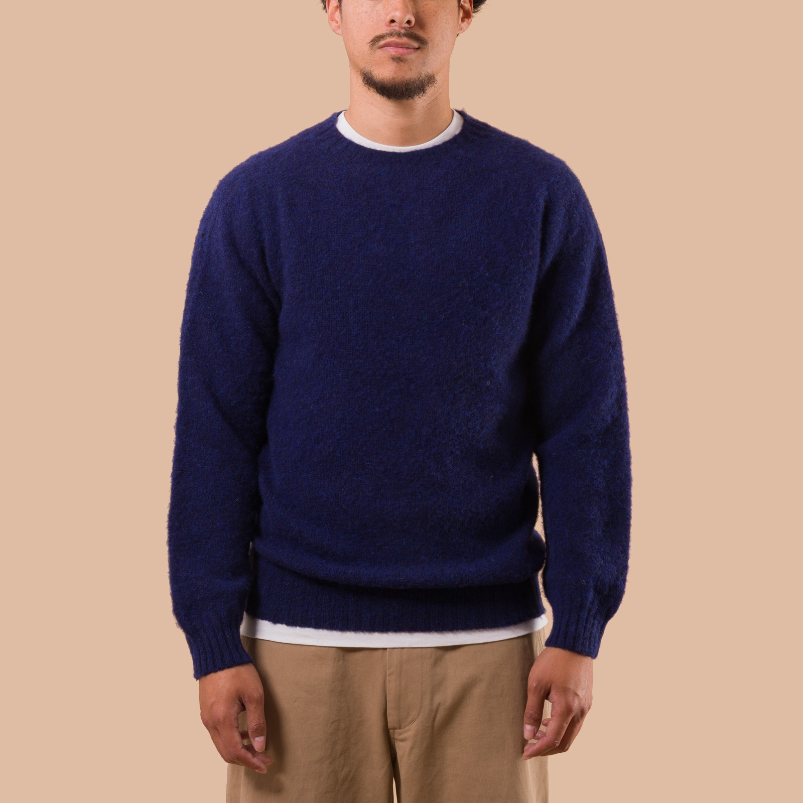 flaneurs pull HARLEY OF SCOTLAND Shaggy Crew Neck NightSky front