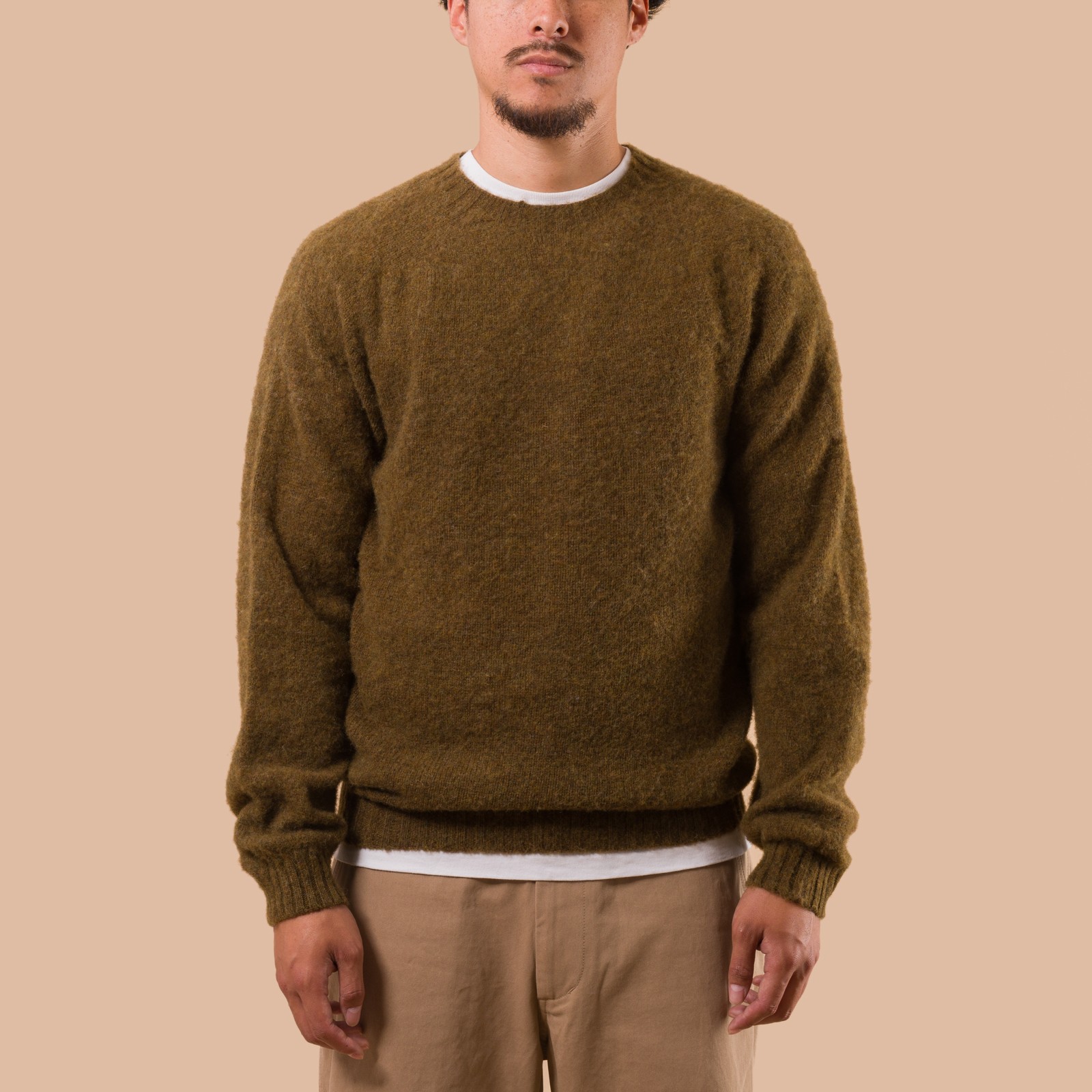 flaneurs pull HARLEY OF SCOTLAND Shaggy Crew Neck Moorland front