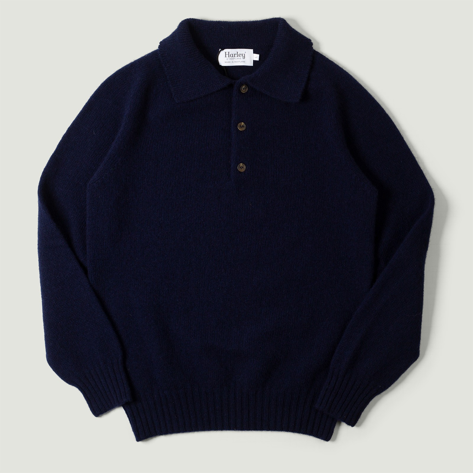 Eton Supersoft Wool 3 Button Polo Neck Navy