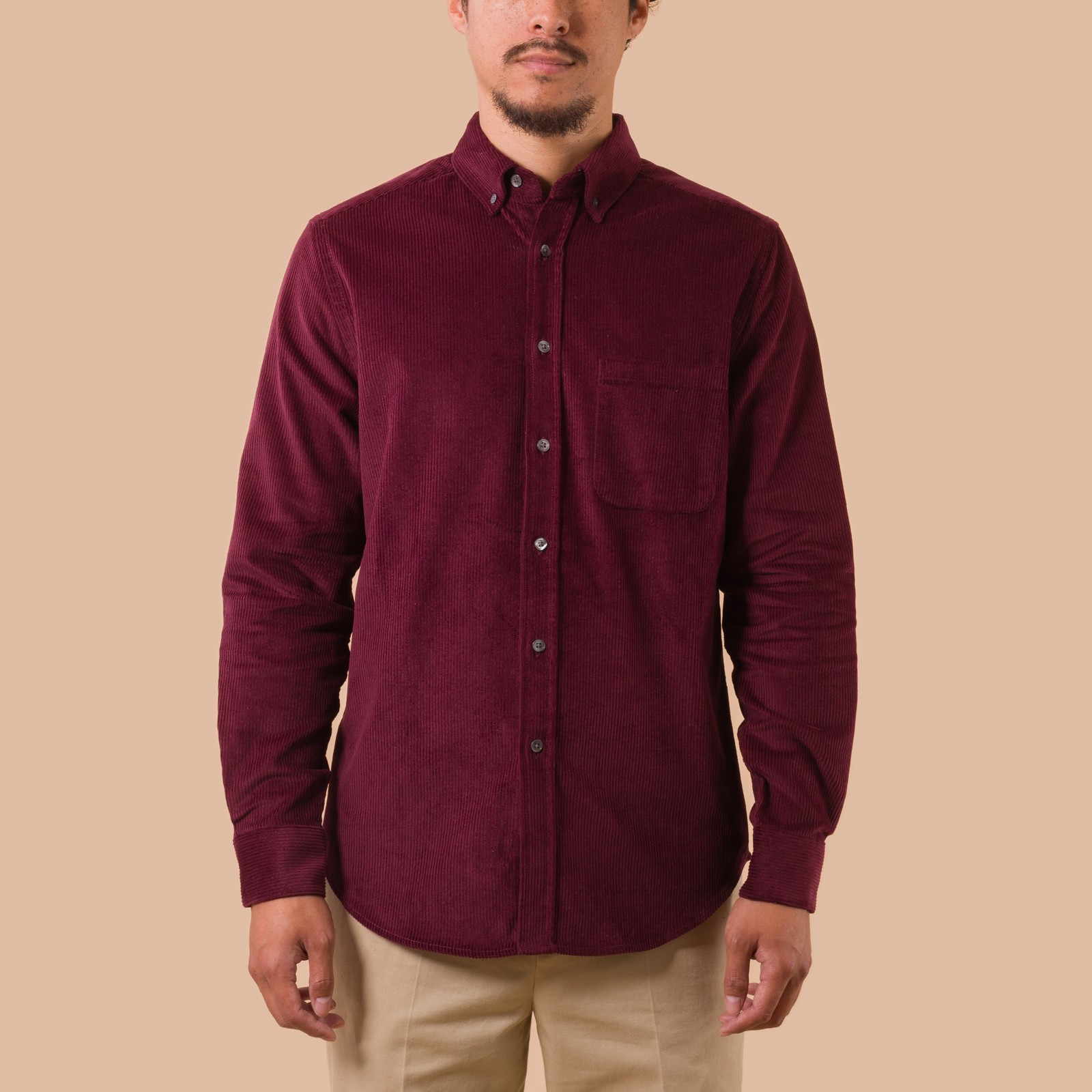 image PORTUGUESE-FLANNEL-flâneurs-chemise-velours-Lobo-burgundy de f